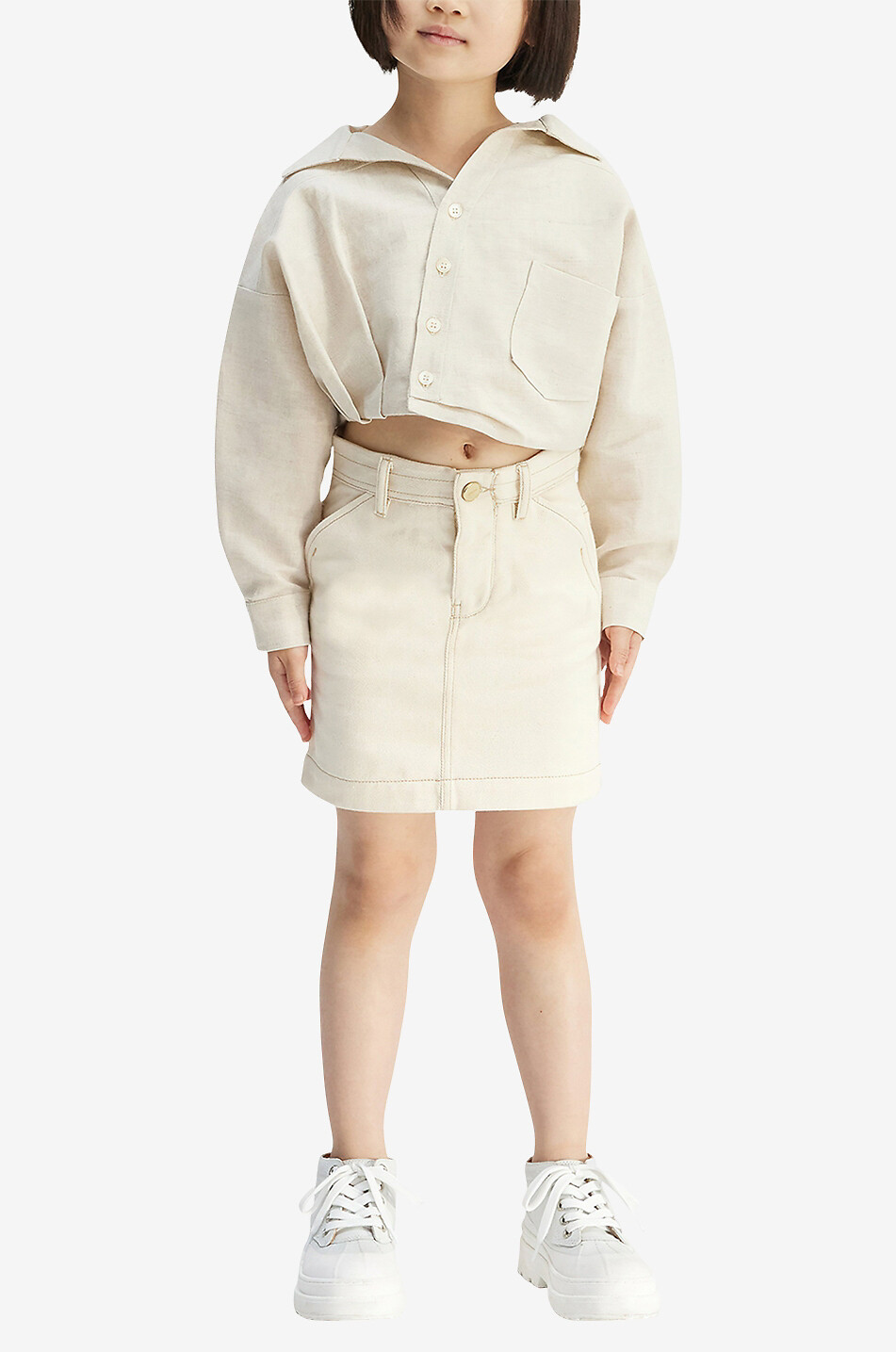 JACQUEMUS Minijupe en denim fille La Jupe De Nimes Fille BLANC CASSE 4