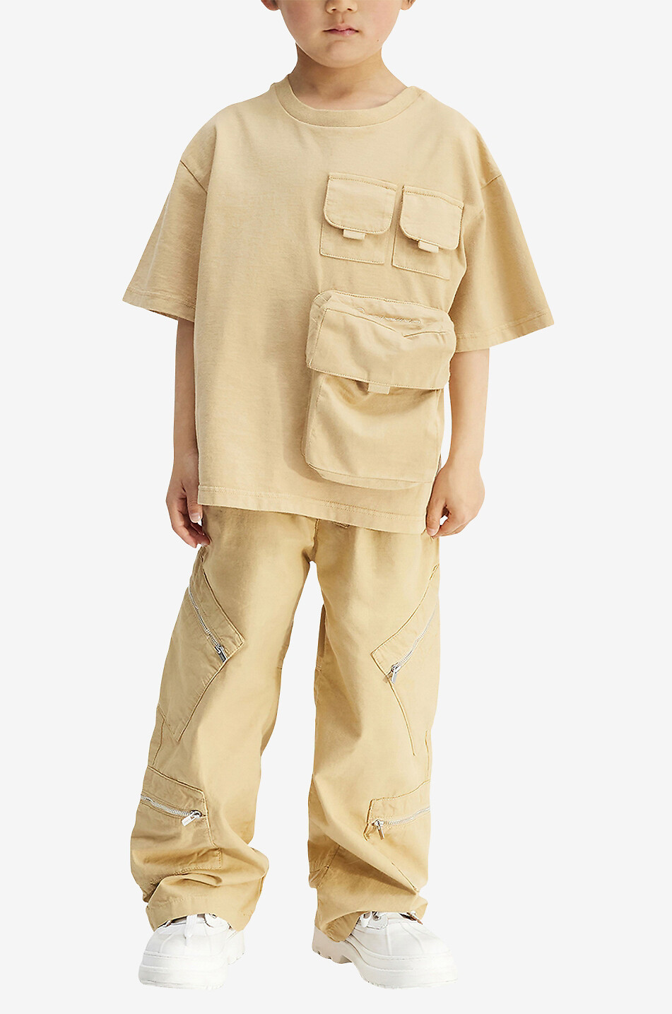 JACQUEMUS Pantalon en coton enfant Le cargo Maronne Garçon BEIGE 4
