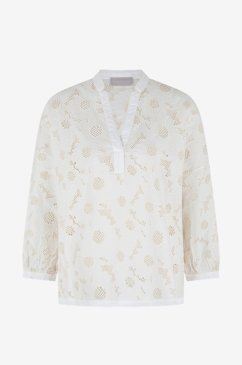 HEMISPHERE Jarito cotton blouse with openwork embroideries Women EGGSHELL 1