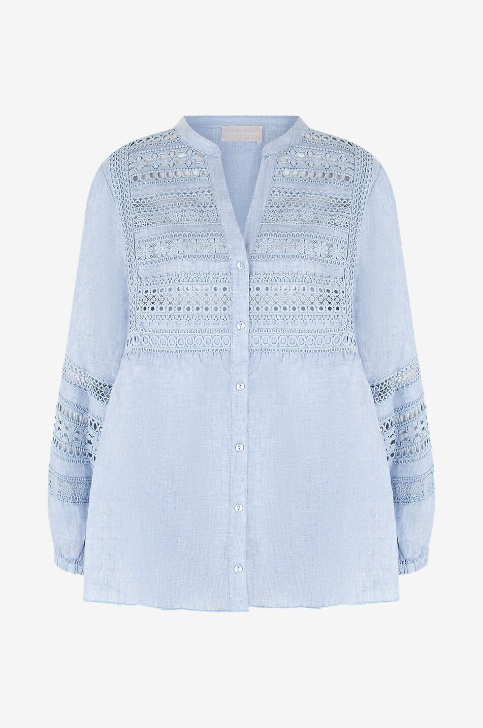 HEMISPHERE Bluse aus Leinen und Spitze Ruliet Damen HELLBLAU 1