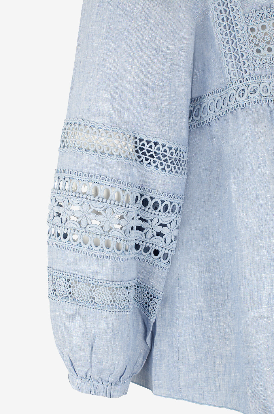 HEMISPHERE Bluse aus Leinen und Spitze Ruliet Damen HELLBLAU 3