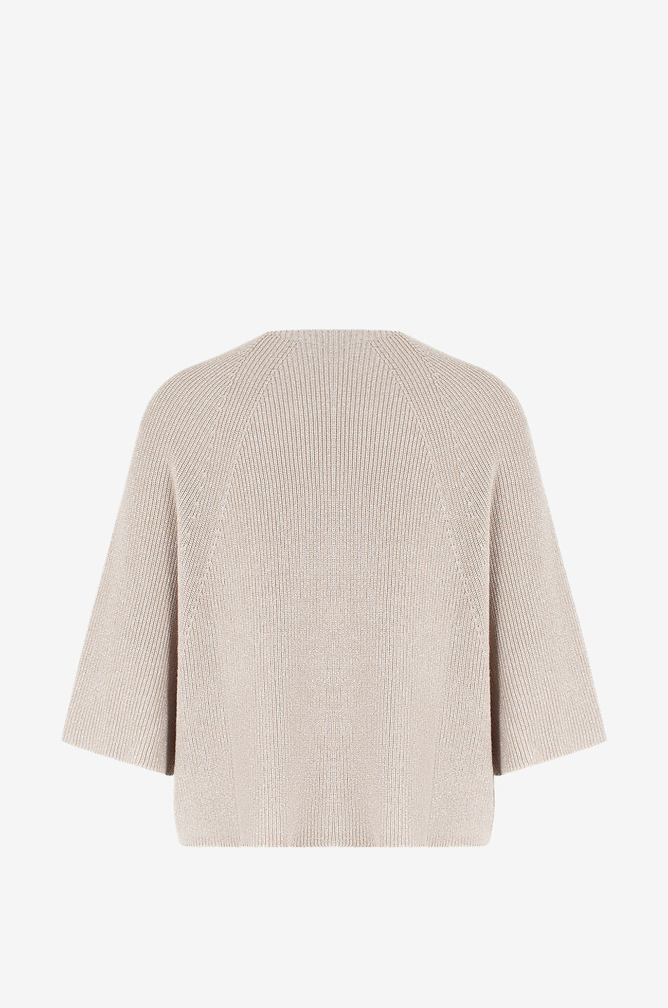 FABIANA FILIPPI Rippstrick-Baumwoll- und Lurexpullover mit kurzen Raglanärmeln Damen Hellbeige 2