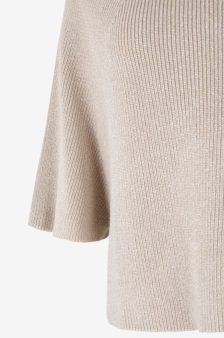 Pull côtelé en coton et lurex à manches raglan courtes