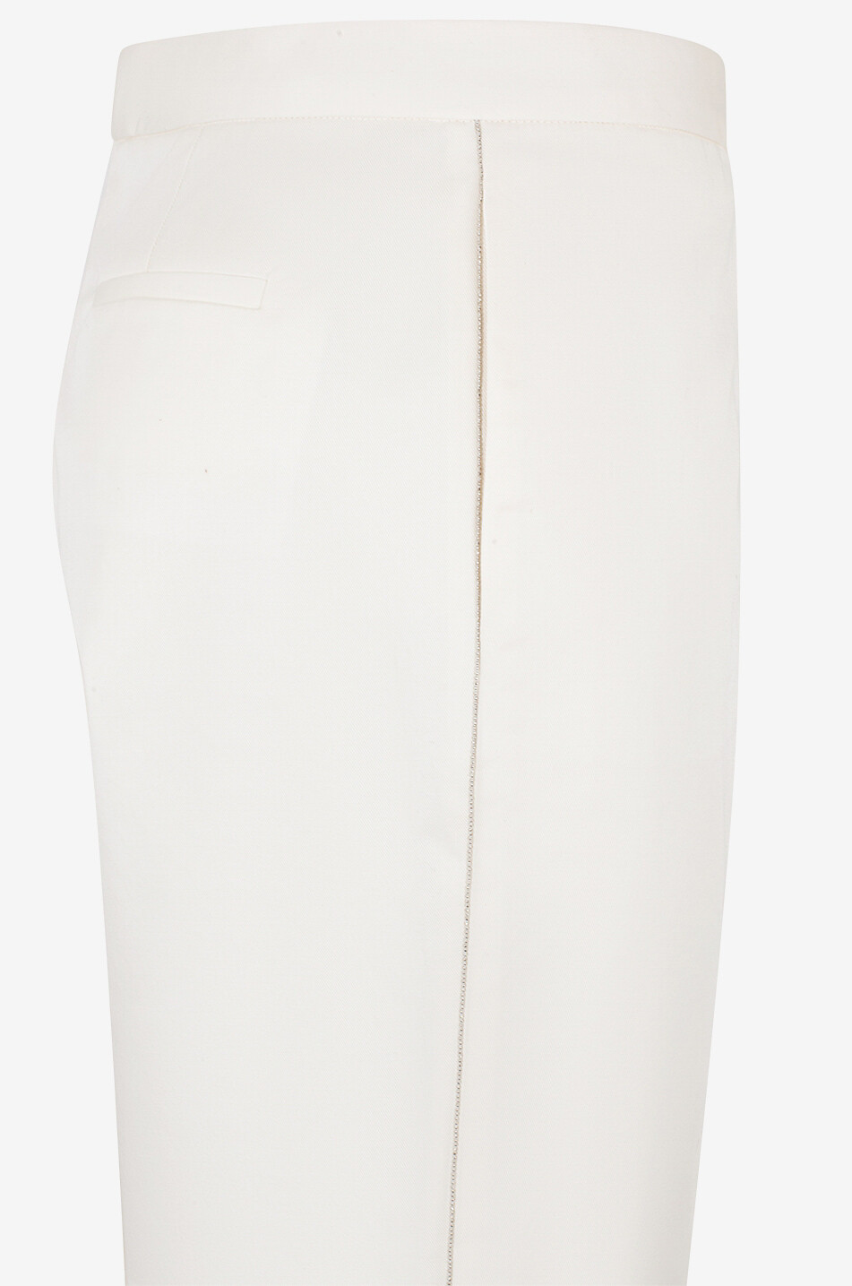Pantalon slim en gabardine à bande en perles latérale