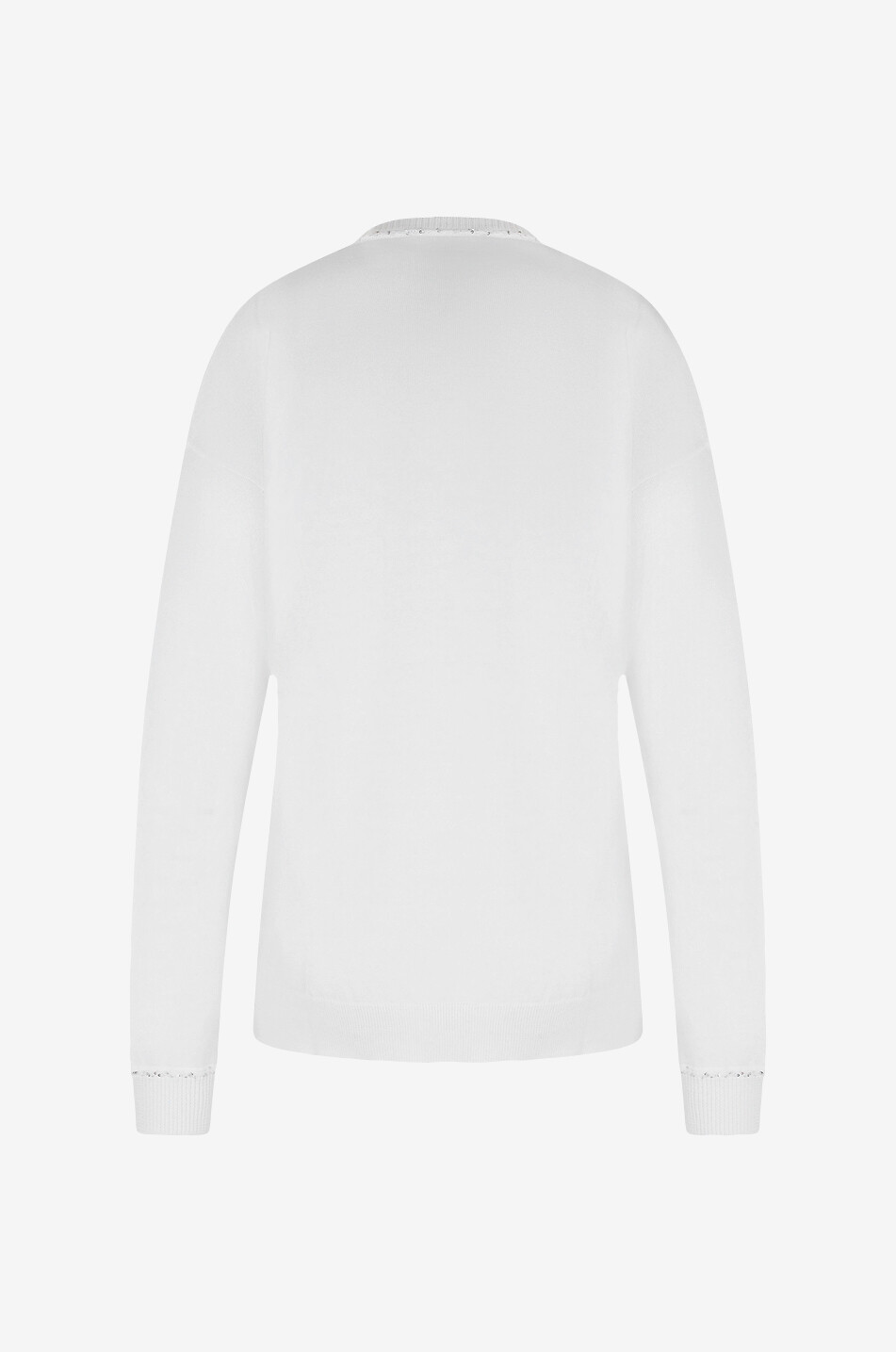 Baumwollpullover mit V-Ausschnitt und Pailletten