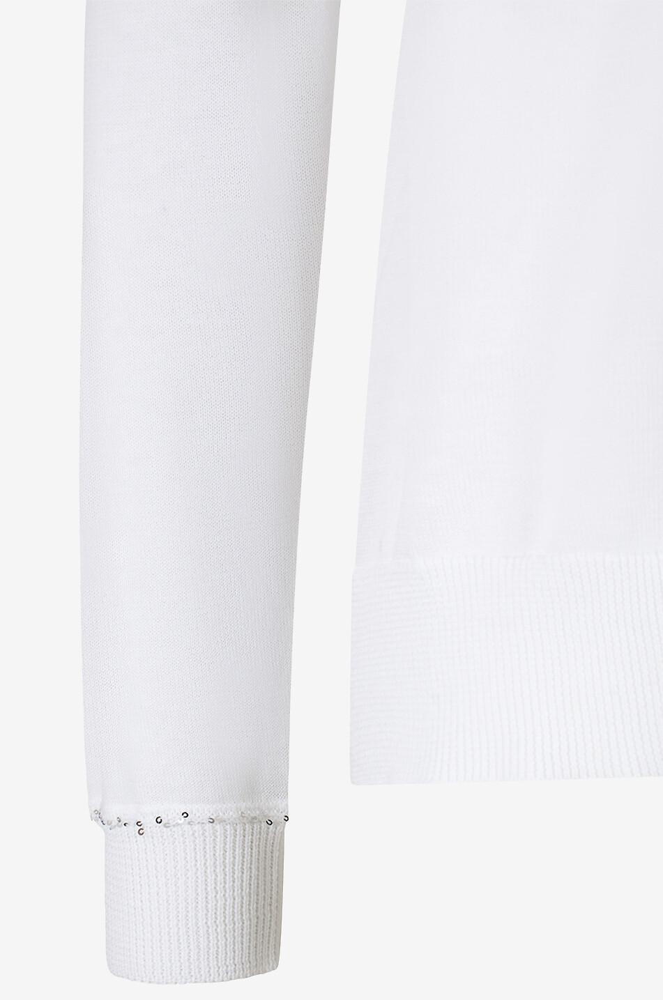 Baumwollpullover mit V-Ausschnitt und Pailletten