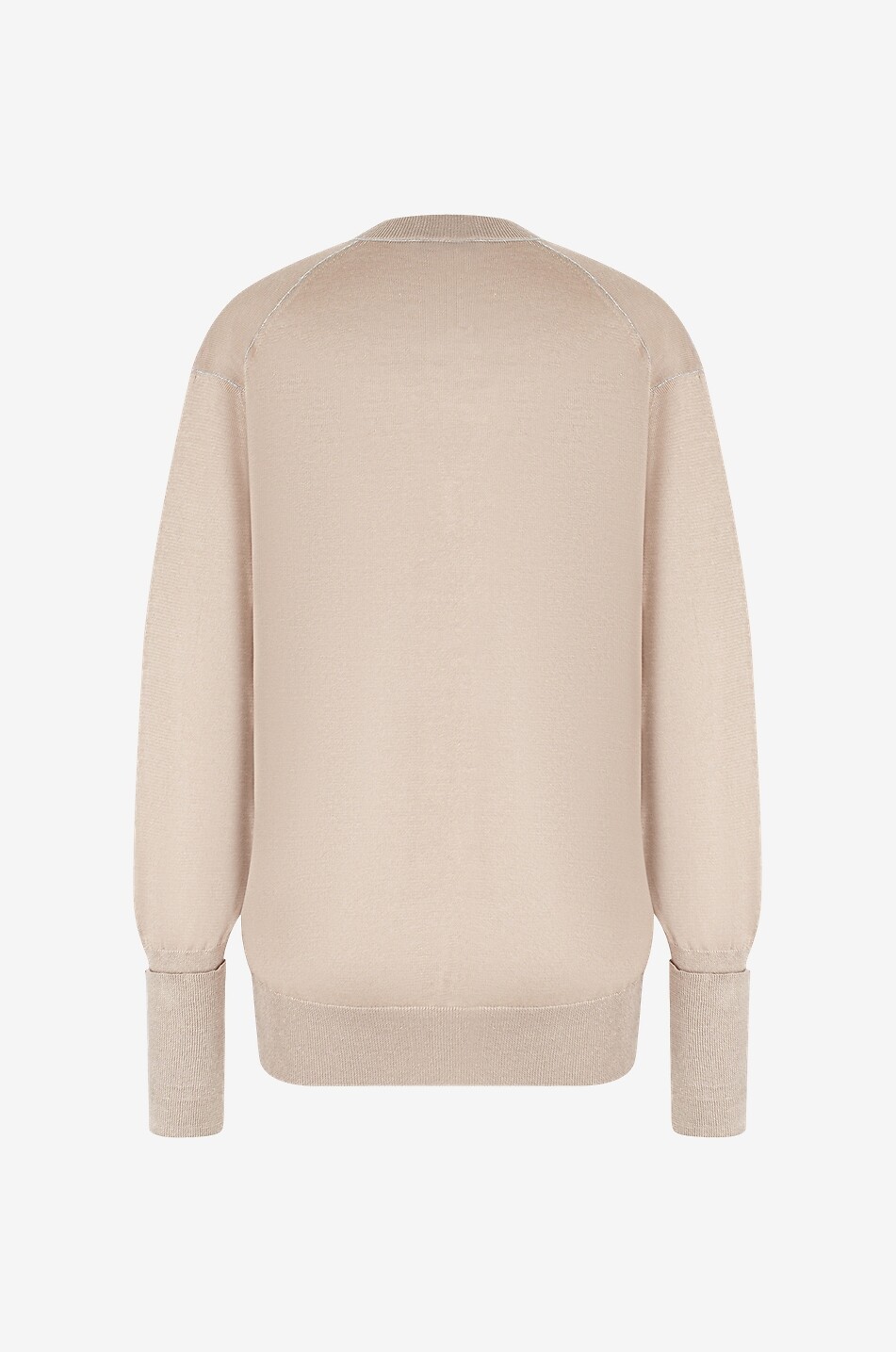 Leinen- und Seidenpullover mit V-Ausschnitt und Perlen