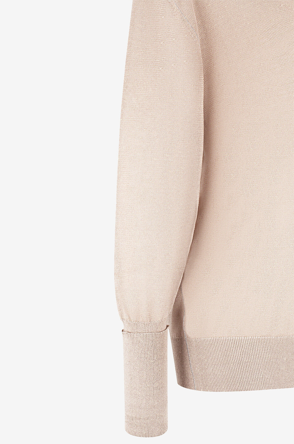 FABIANA FILIPPI Leinen- und Seidenpullover mit V-Ausschnitt und Perlen Damen Hellbeige 3