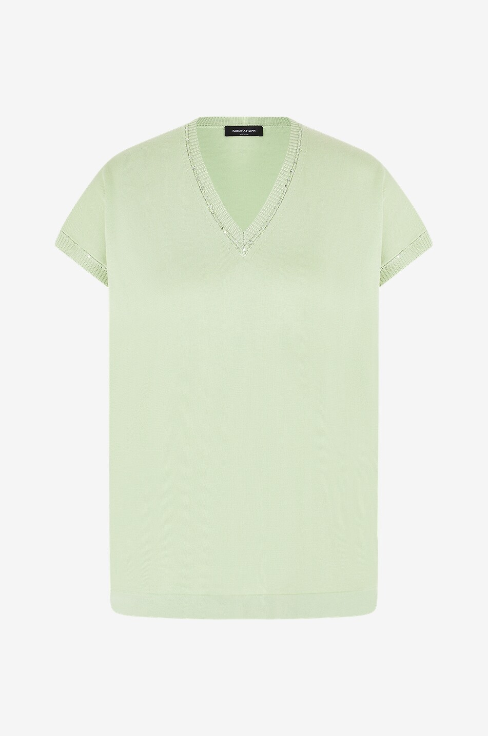 FABIANA FILIPPI Pull sans manches ample en coton orné de sequins Femme VERT MOYEN 1