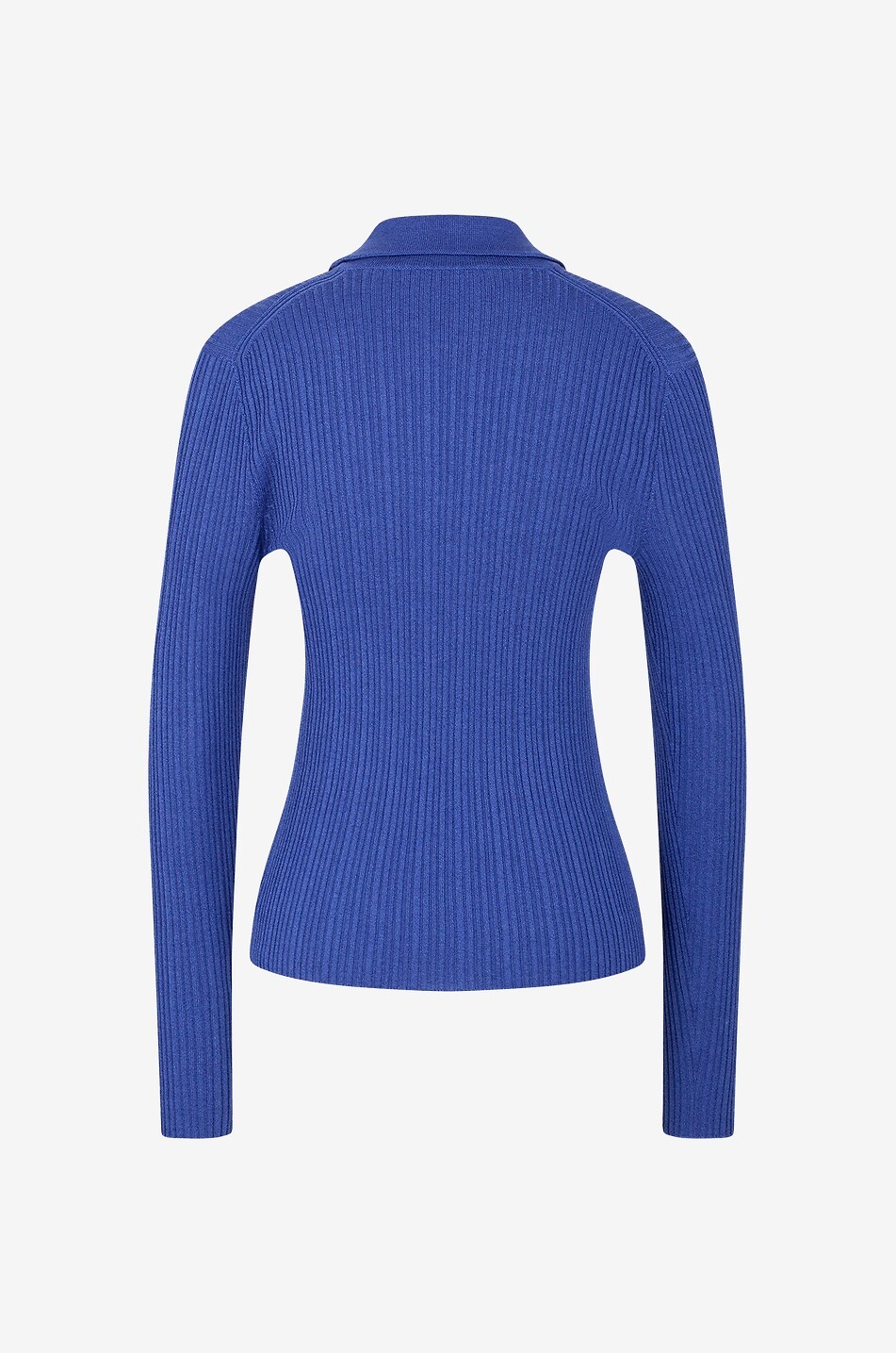 THEORY Slim rib knit polo shirt Women MEDIUM BLUE 2