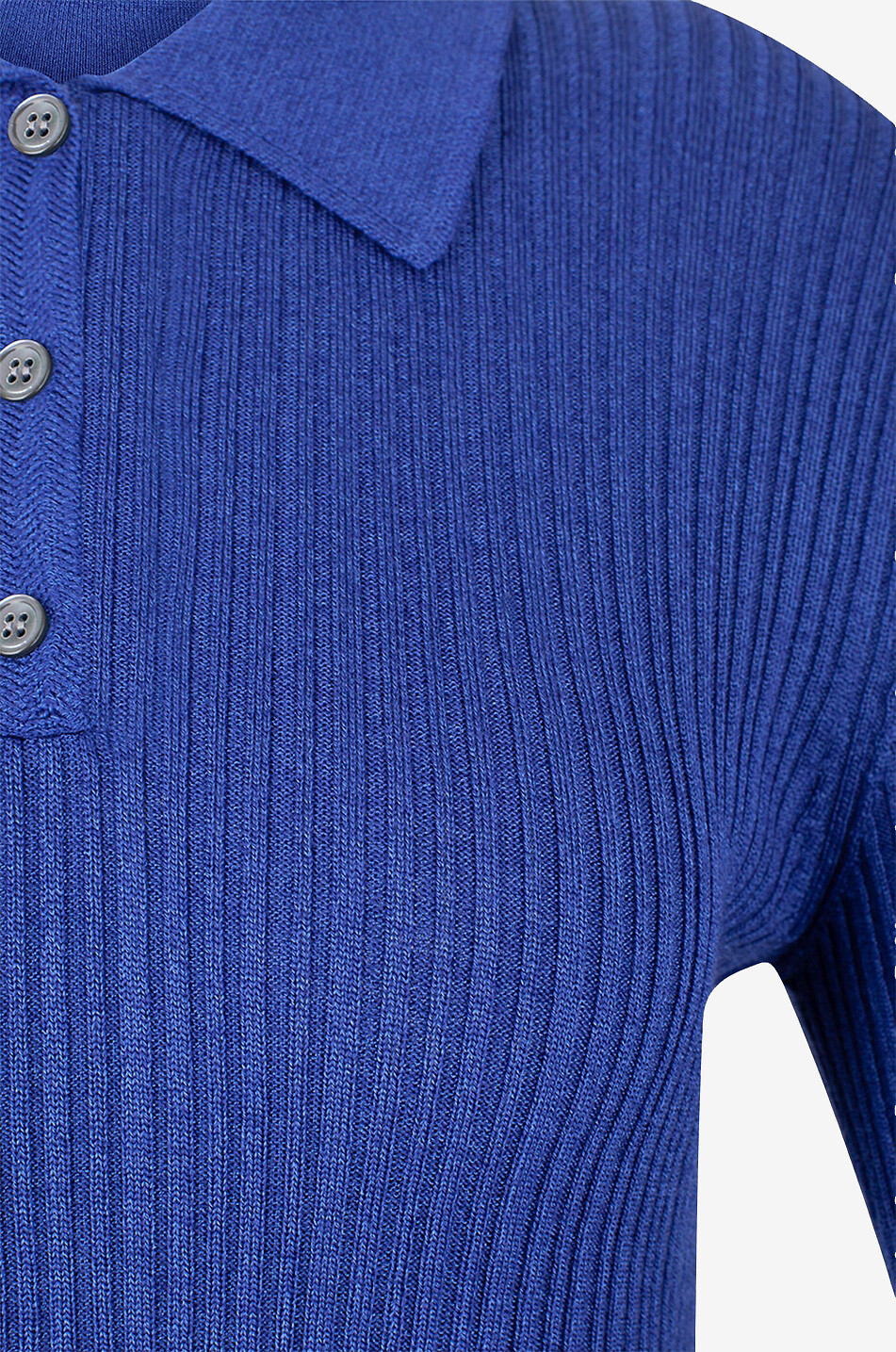 THEORY Slim rib knit polo shirt Women MEDIUM BLUE 3