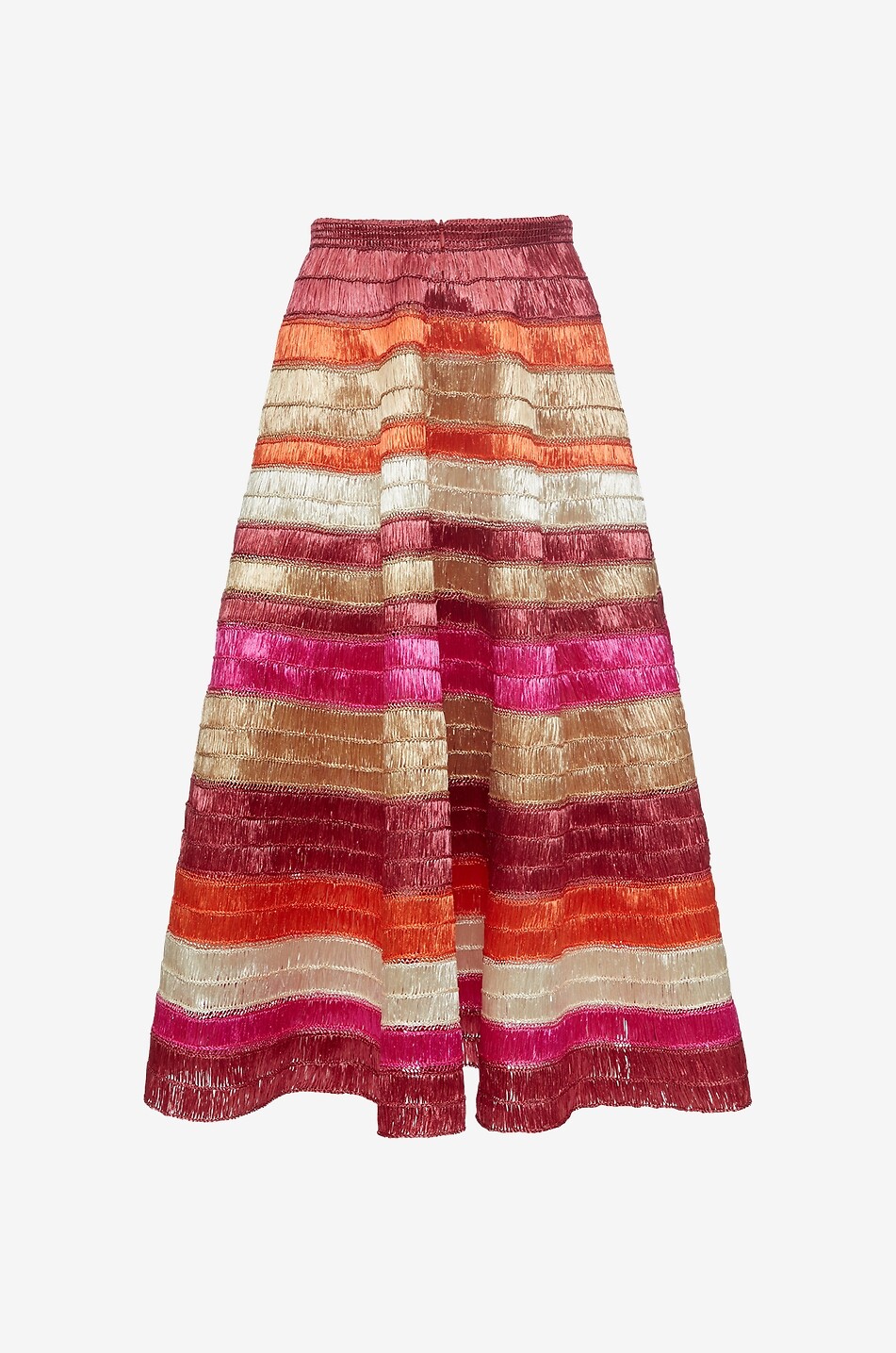 LA DOUBLEJ Reina Embroidered flared midi raffia skirt Women RED 2