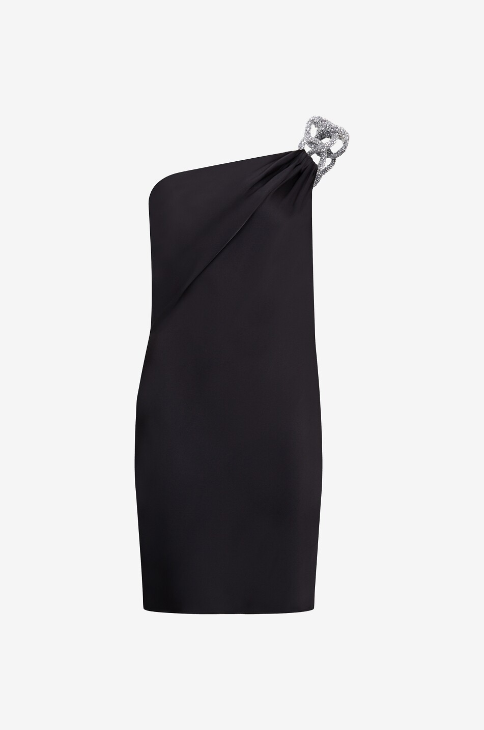 STELLA McCARTNEY Falabella Crystal Chain one-shoulder mini dress Women BLACK 1