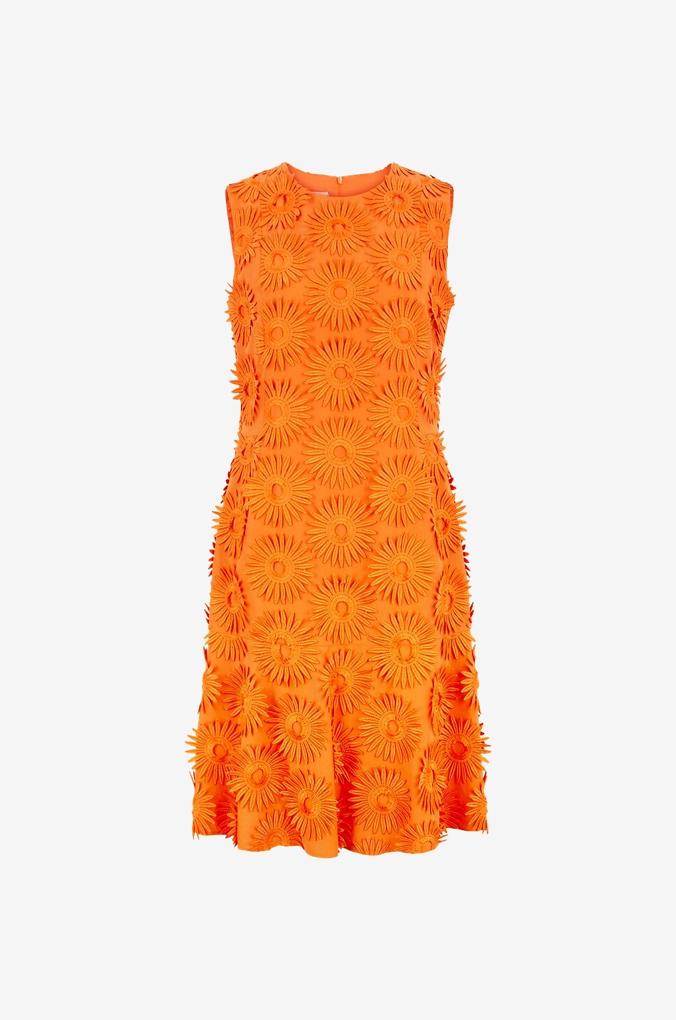 Flower application adorned mini A-line dress in cotton