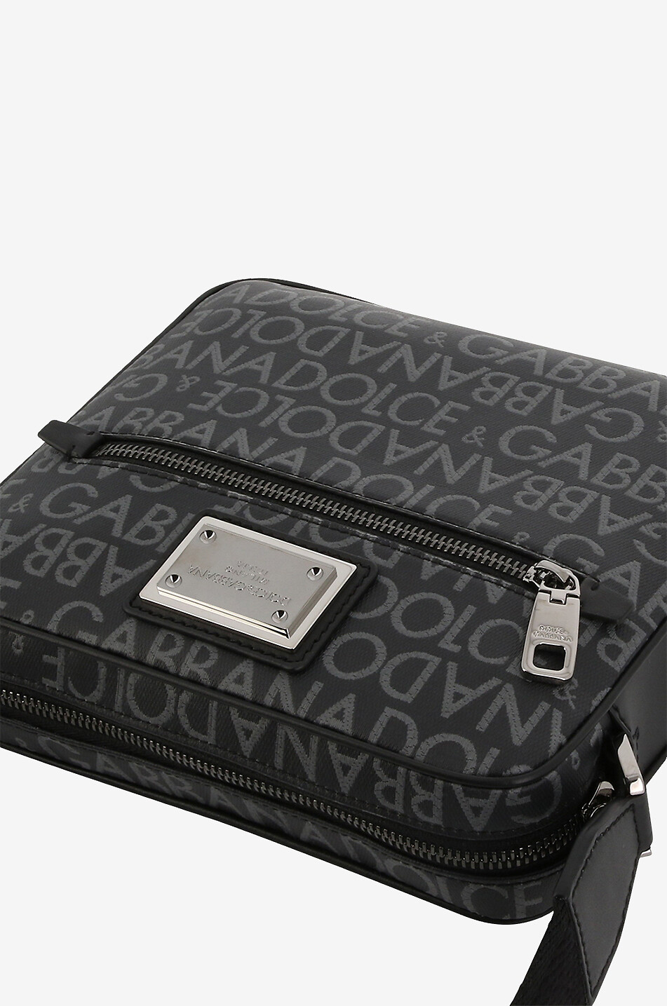 DOLCE & GABBANA Compact cross-body bag in coated logo jacquard and leather Men BLACK 5