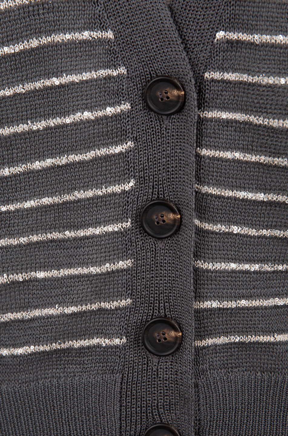 BRUNELLO CUCINELLI Baumwoll-Cardigan mit V-Ausschnitt Dazzling Stripes Damen DUNKELGRAU 3