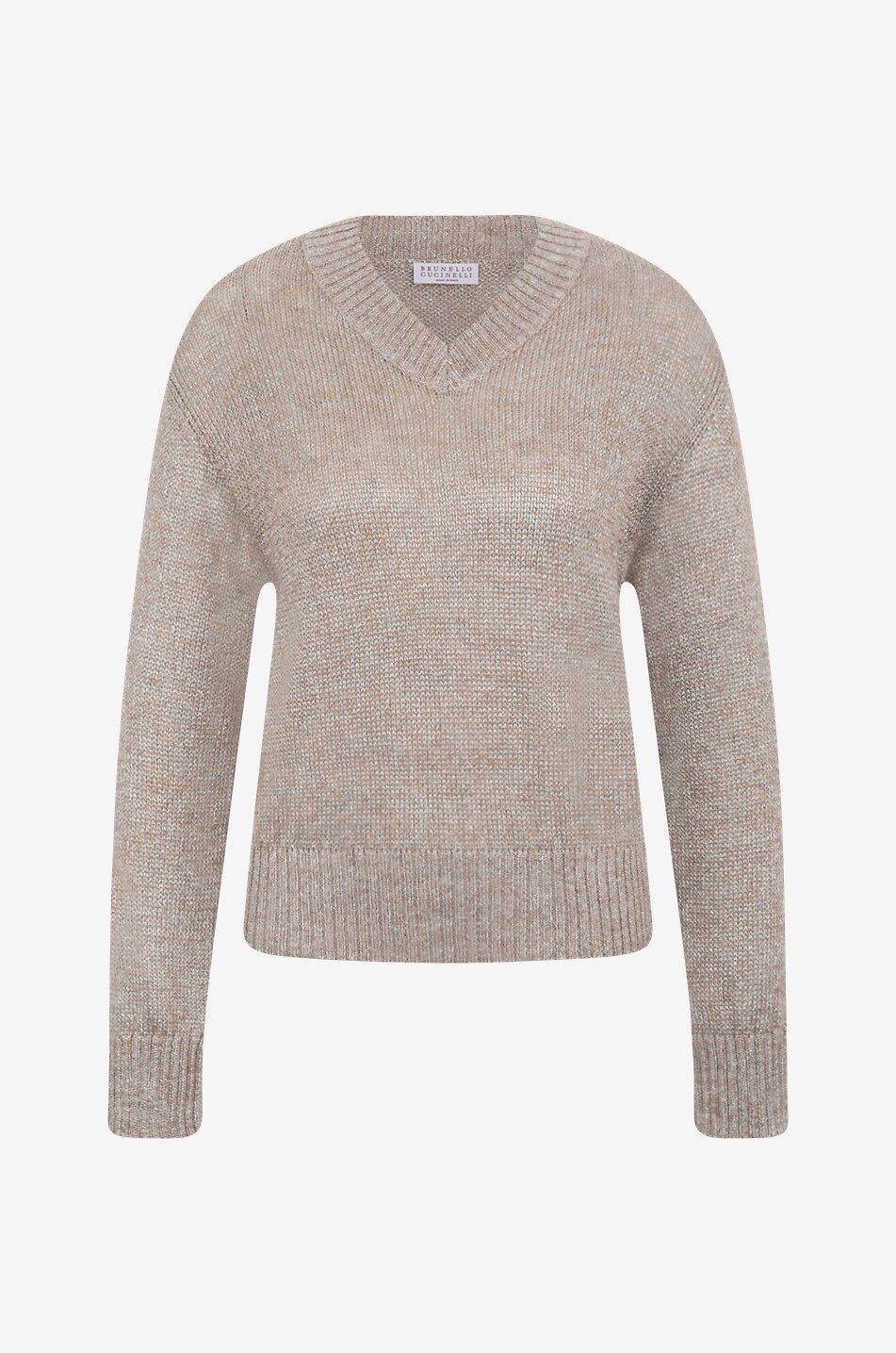 BRUNELLO CUCINELLI Sparkling V-neck lightweight mohair jumper Women GREY 1