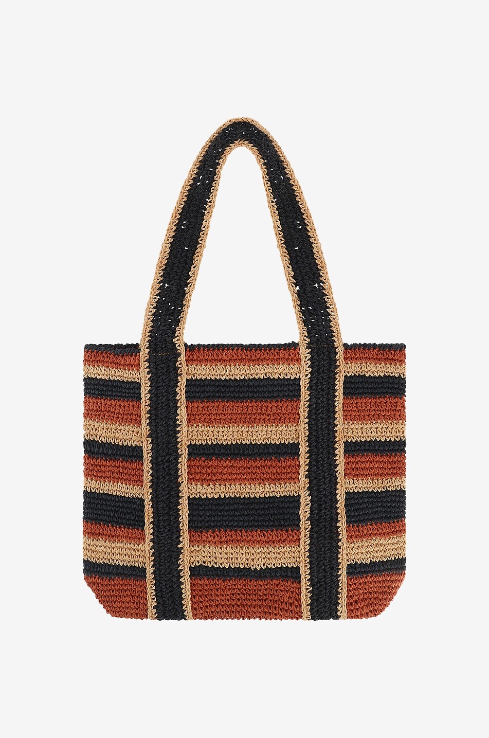 Cabas S striped woven paper tote bag