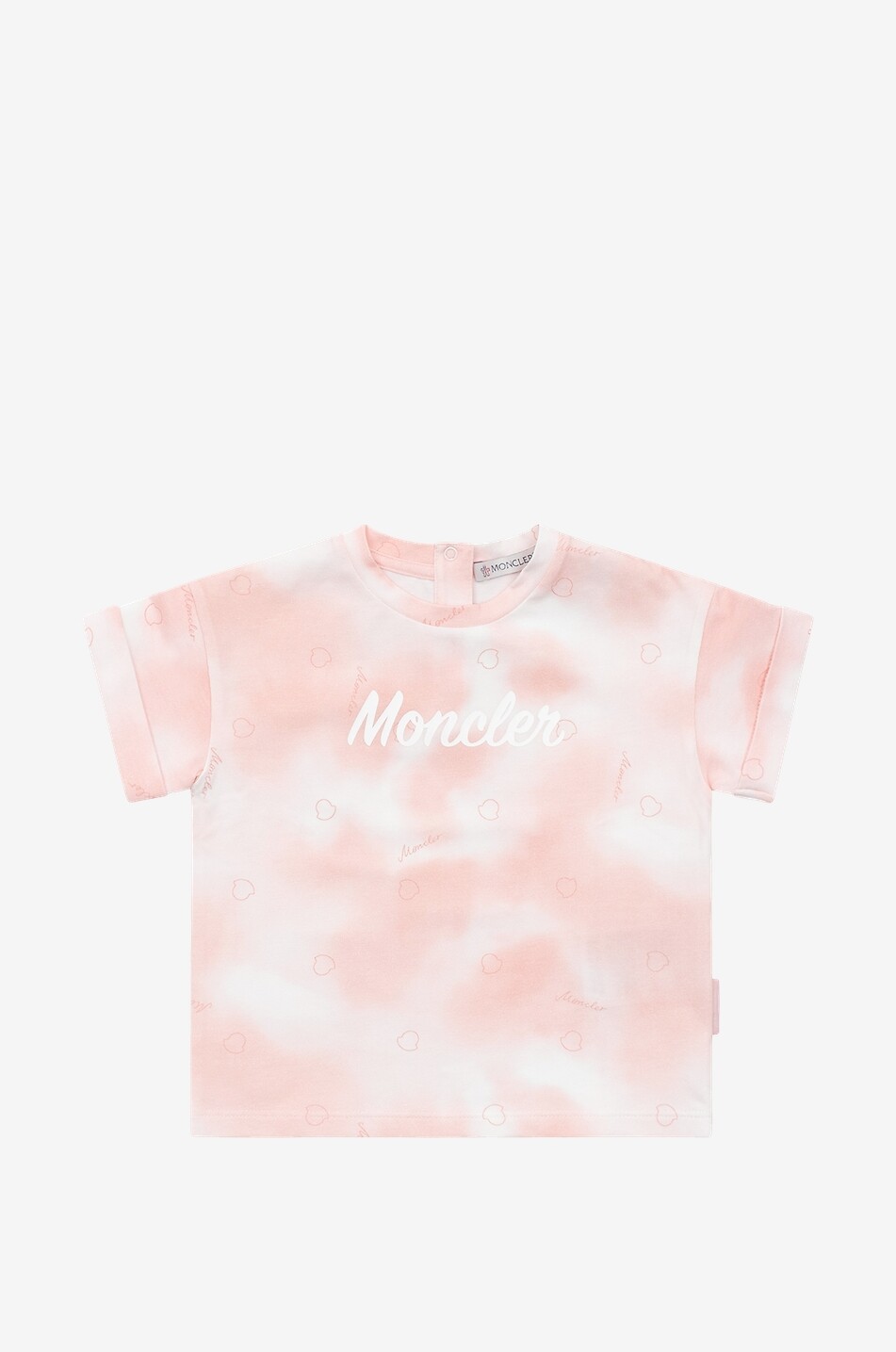 MONCLER Logo and cloud effect printed baby T-shirt Baby LIGHT PINK 1