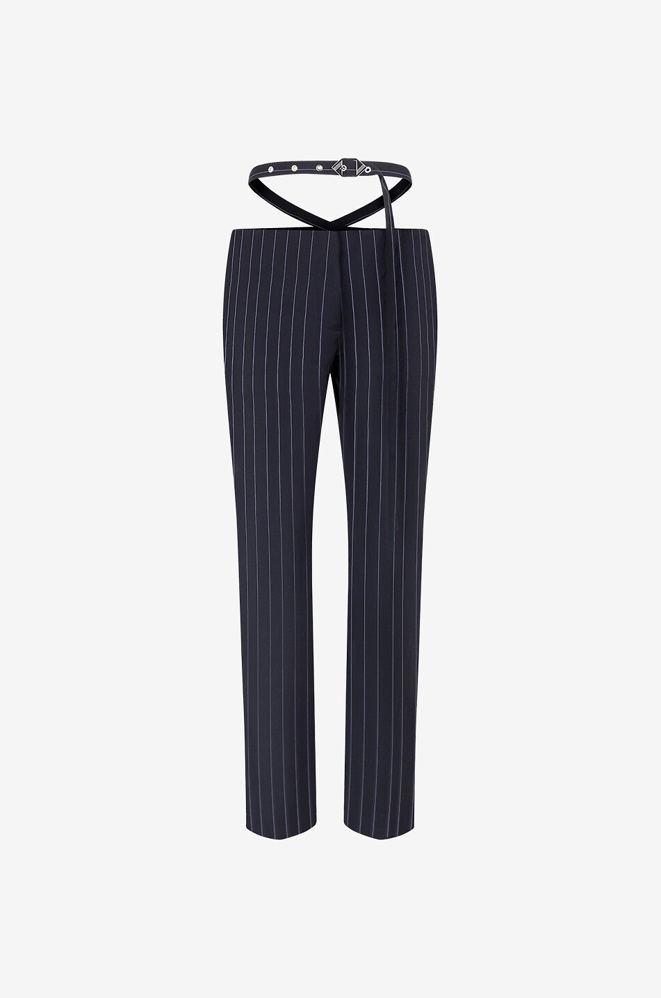 Slim-Fit-Nadelstreifenhose mit destrukturiertem Tailllenbund Long Pants