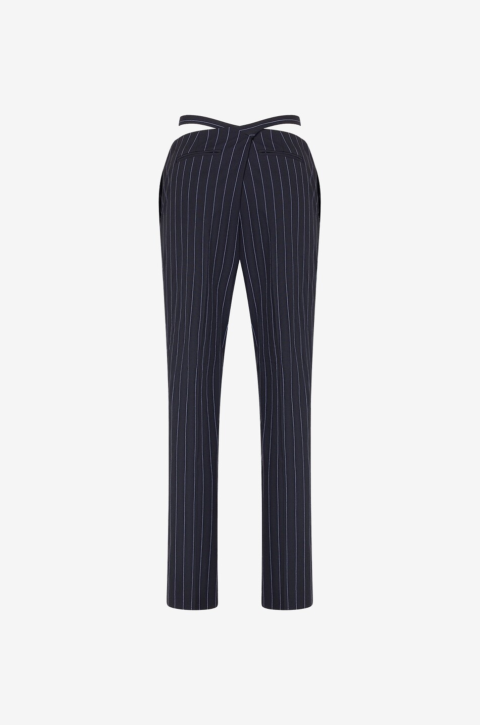 Slim-Fit-Nadelstreifenhose mit destrukturiertem Tailllenbund Long Pants