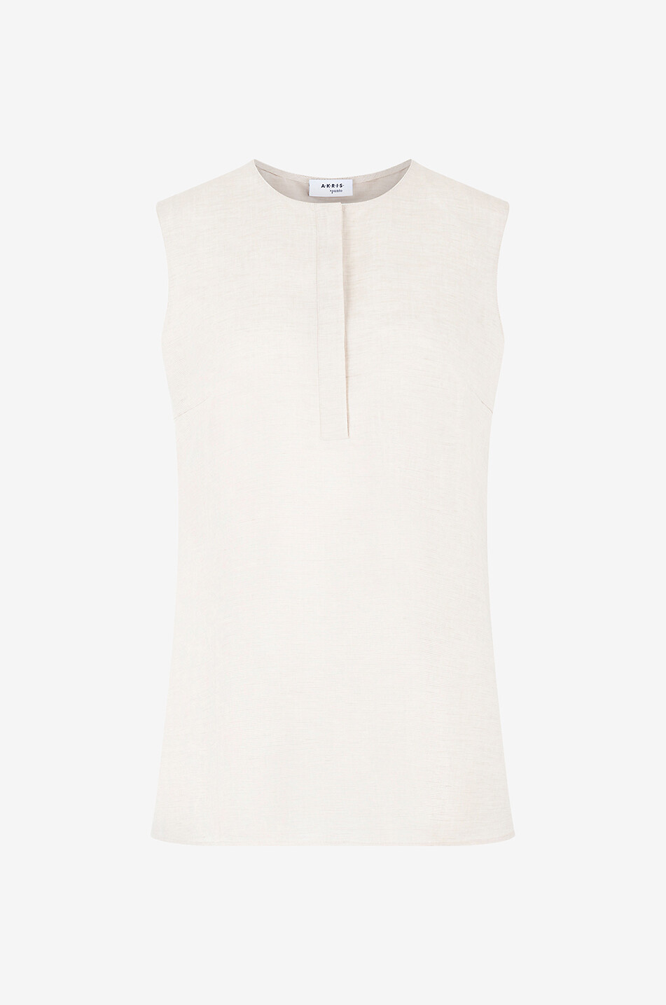 AKRIS PUNTO Top sans manches en lin mélangé rayé Femme Beige clair 1