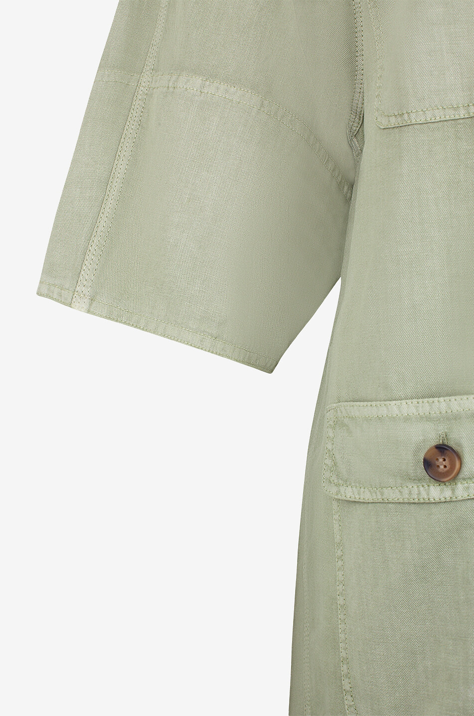 VANESSA BRUNO Kurzoverall aus Twill mit Gürtel Chaina Damen HELLGRÜN 3