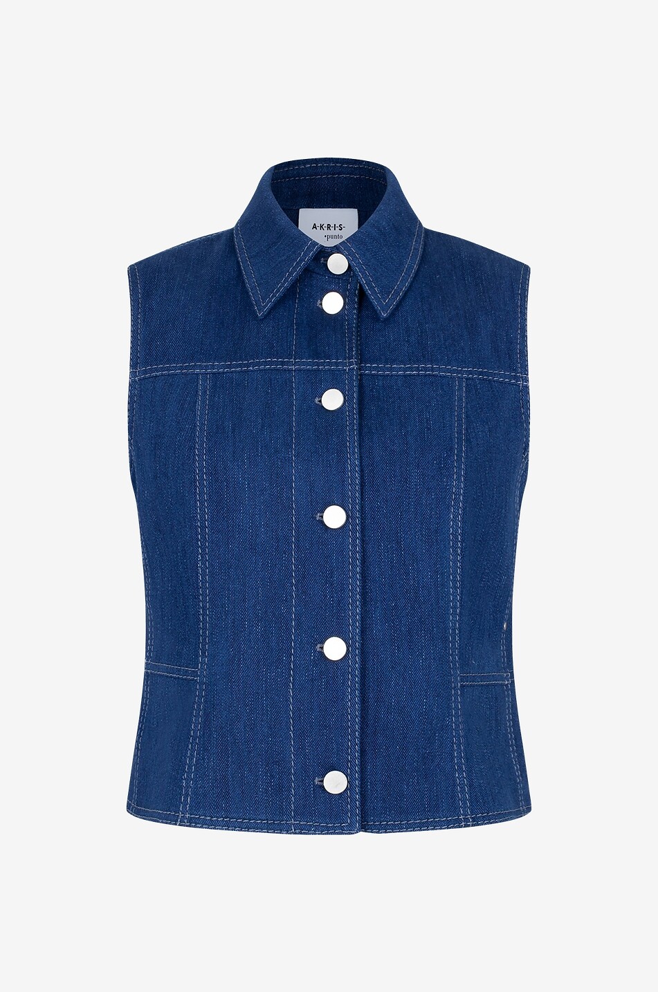 AKRIS PUNTO Schmale Weste aus Denim Indigo Damen BLAU 1