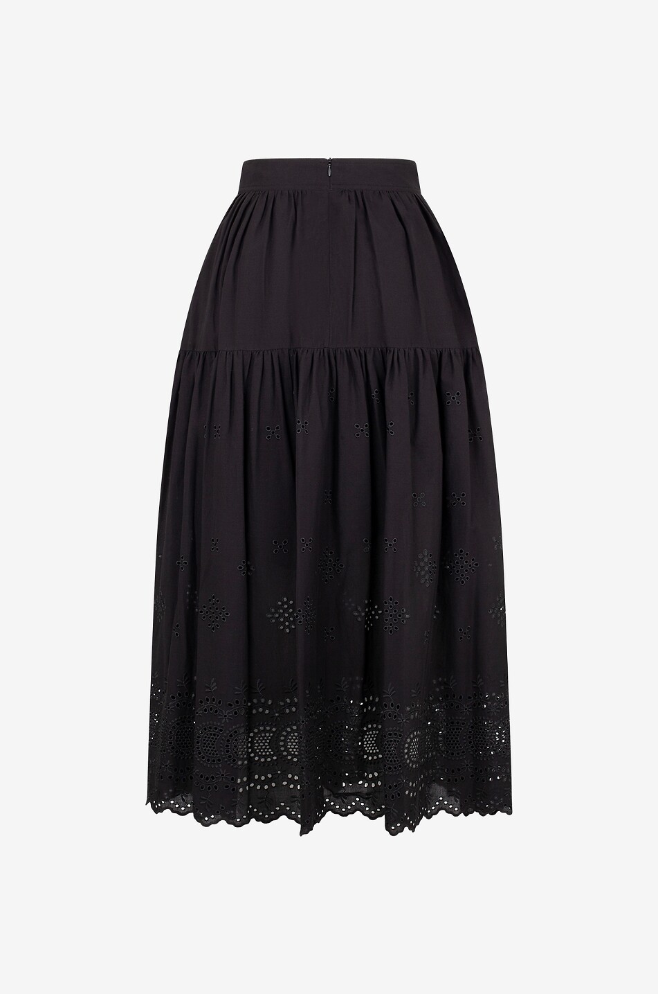 Jupe longue évasée à broderies anglaises Aora