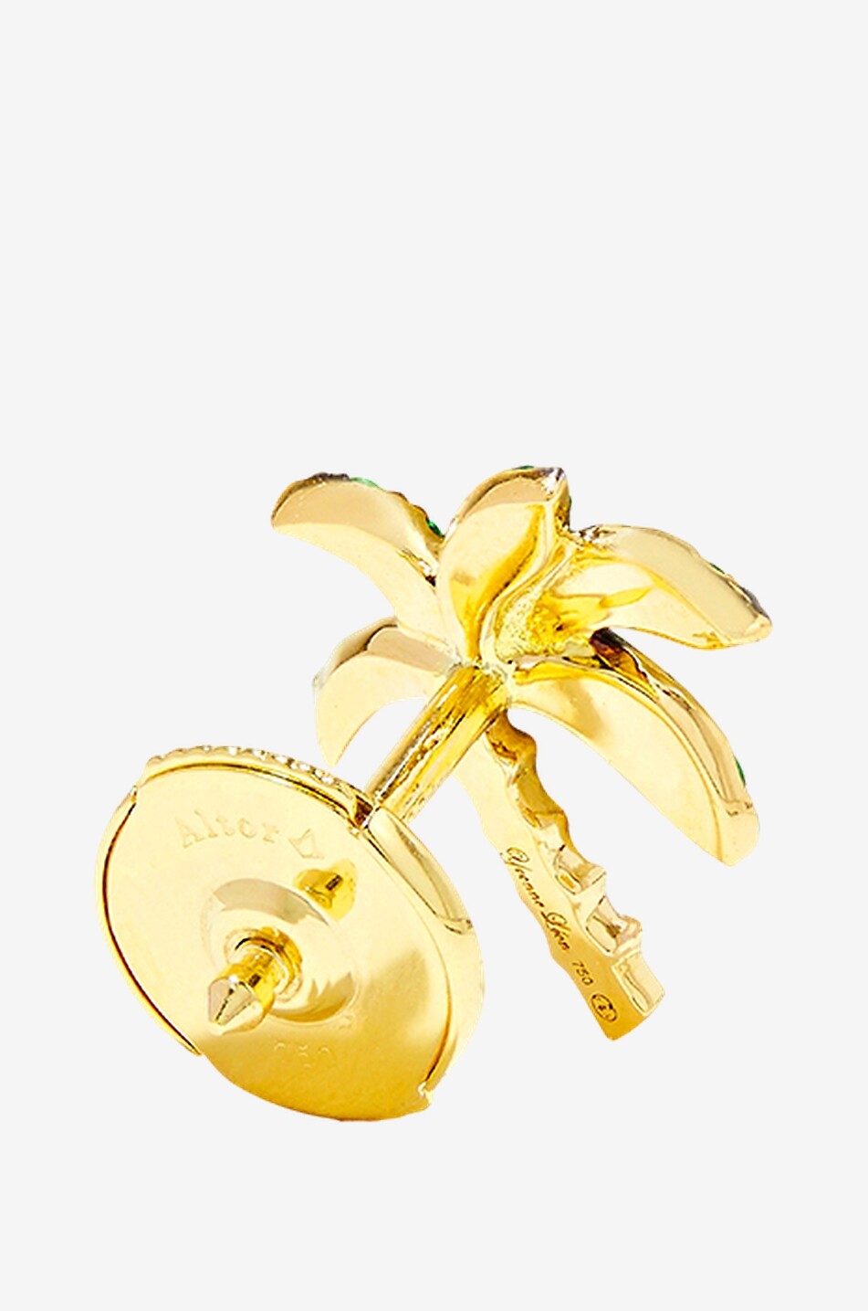 YVONNE LEON Einzelner Ohrstecker aus Gelbgold und Tsavoriten Palmier Damen GELB 2