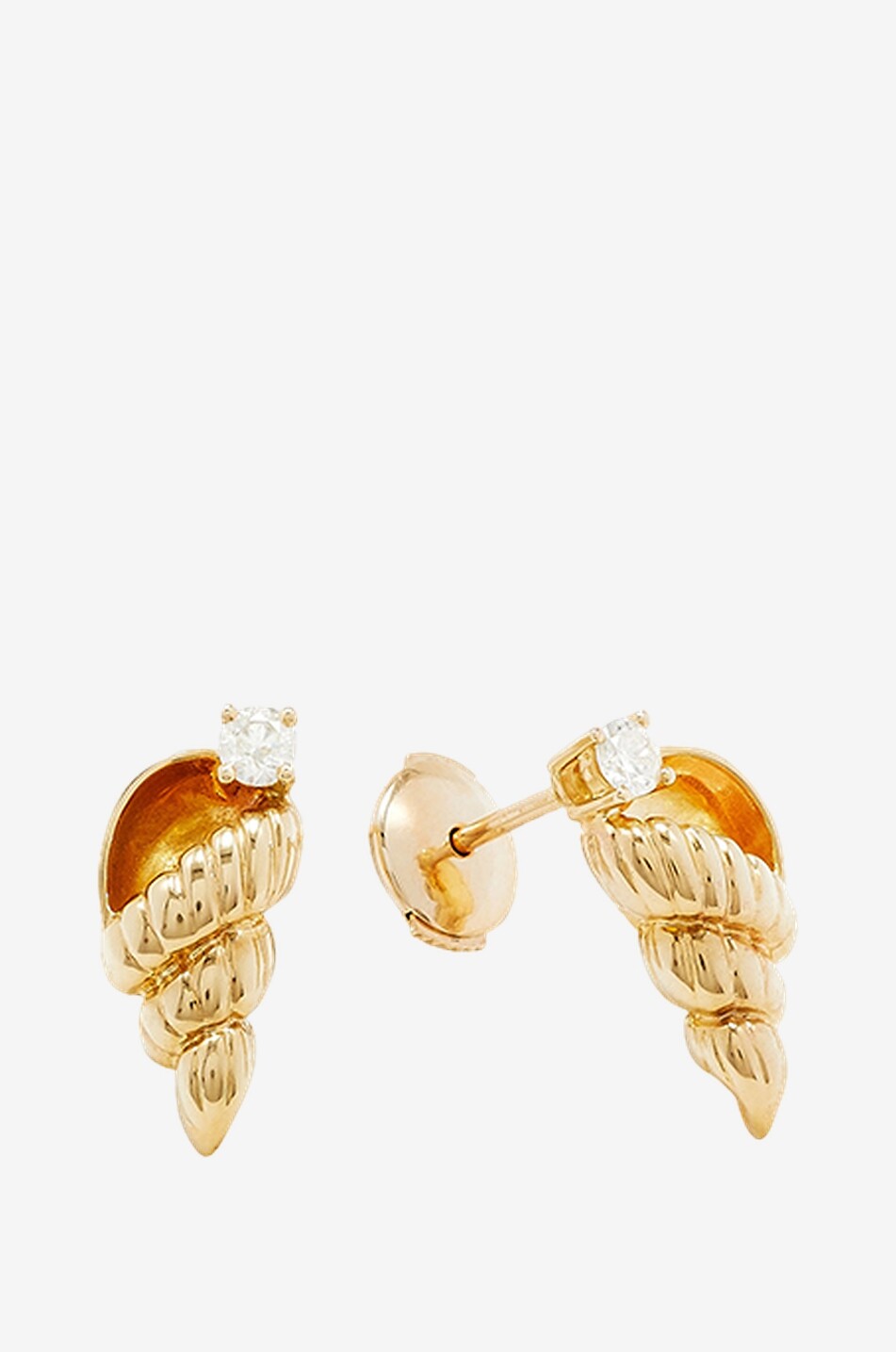 YVONNE LEON Clous d'oreilles en or jaune et diamants Nautilus Femme JAUNE 1