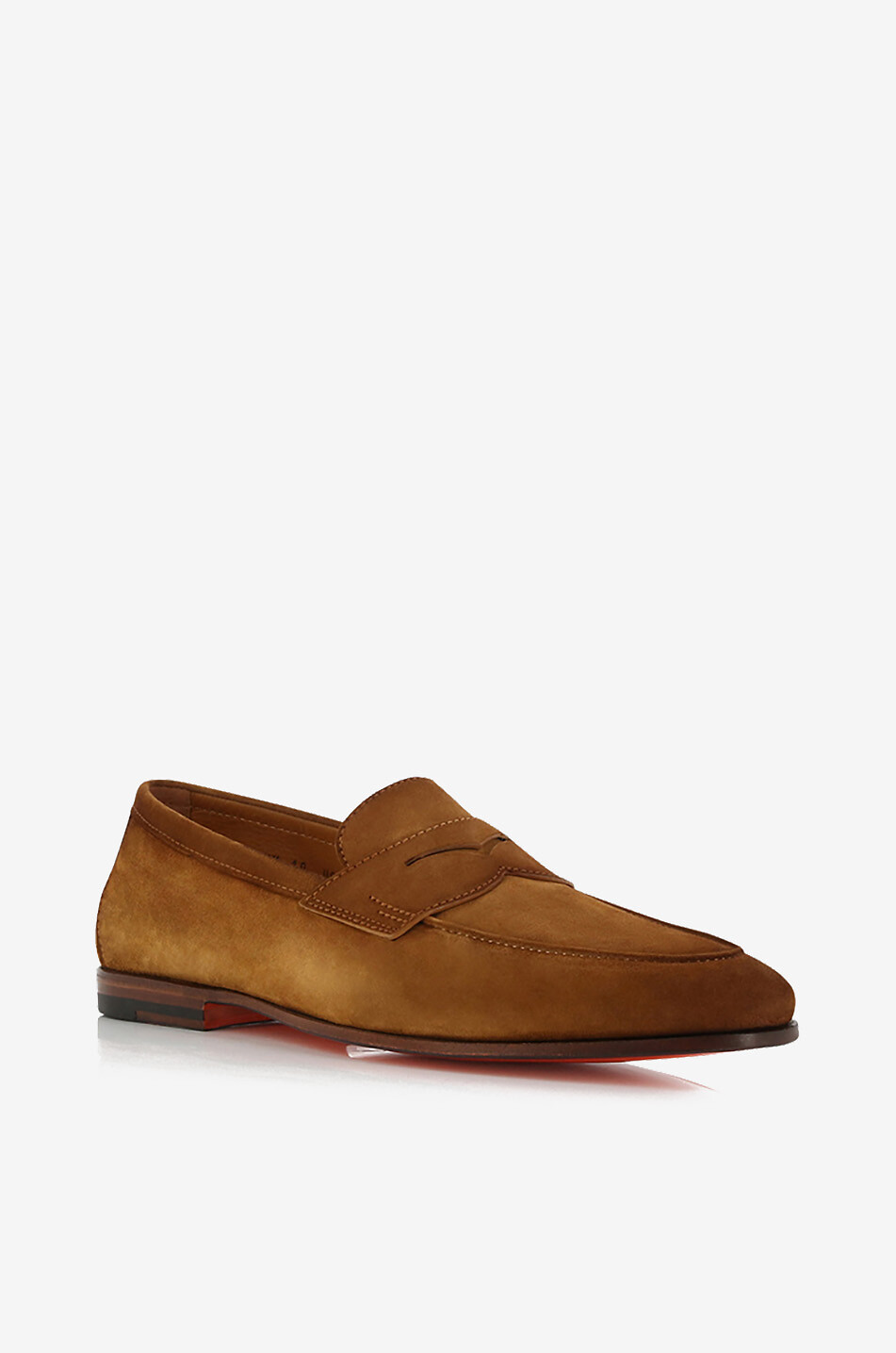 SANTONI Leichte Wildledermokassins Penny Herren COGNAC 1