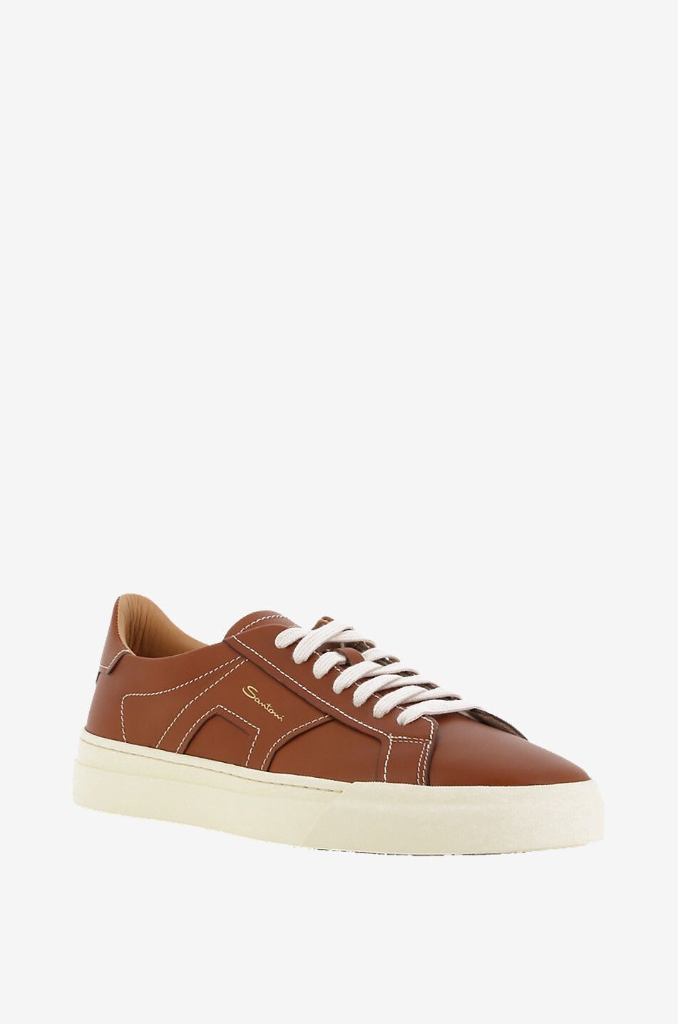 Double Boucle low-top smooth leather sneakers