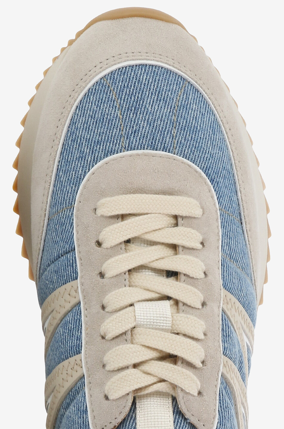 MONCLER Niedrige Denim- und Wildledersneakers Pacey Damen HELLBLAU 5