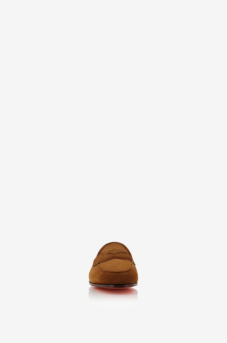 SANTONI Penny lightweight suede loafers Men COGNAC 2