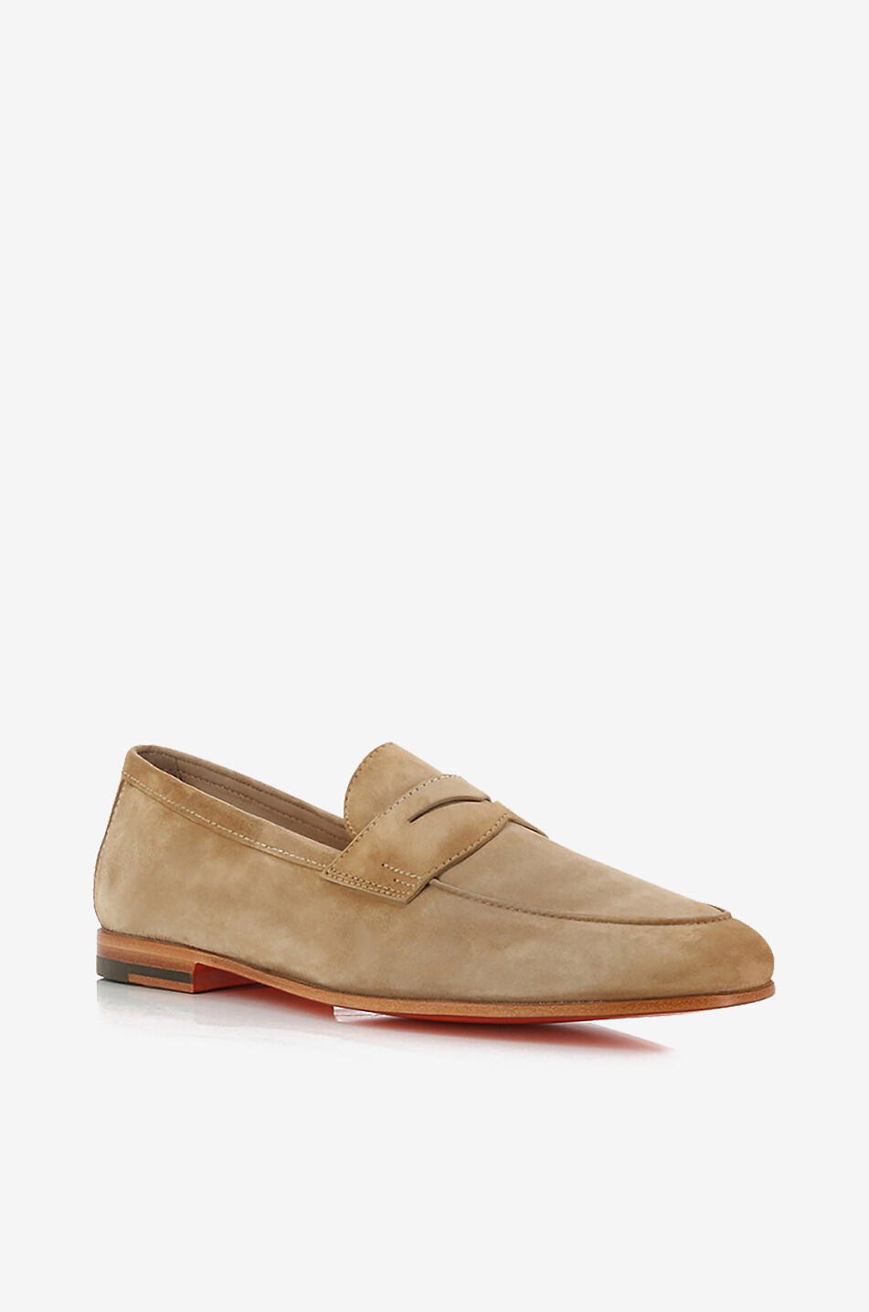 SANTONI Penny lightweight suede loafers Men BROWN 1
