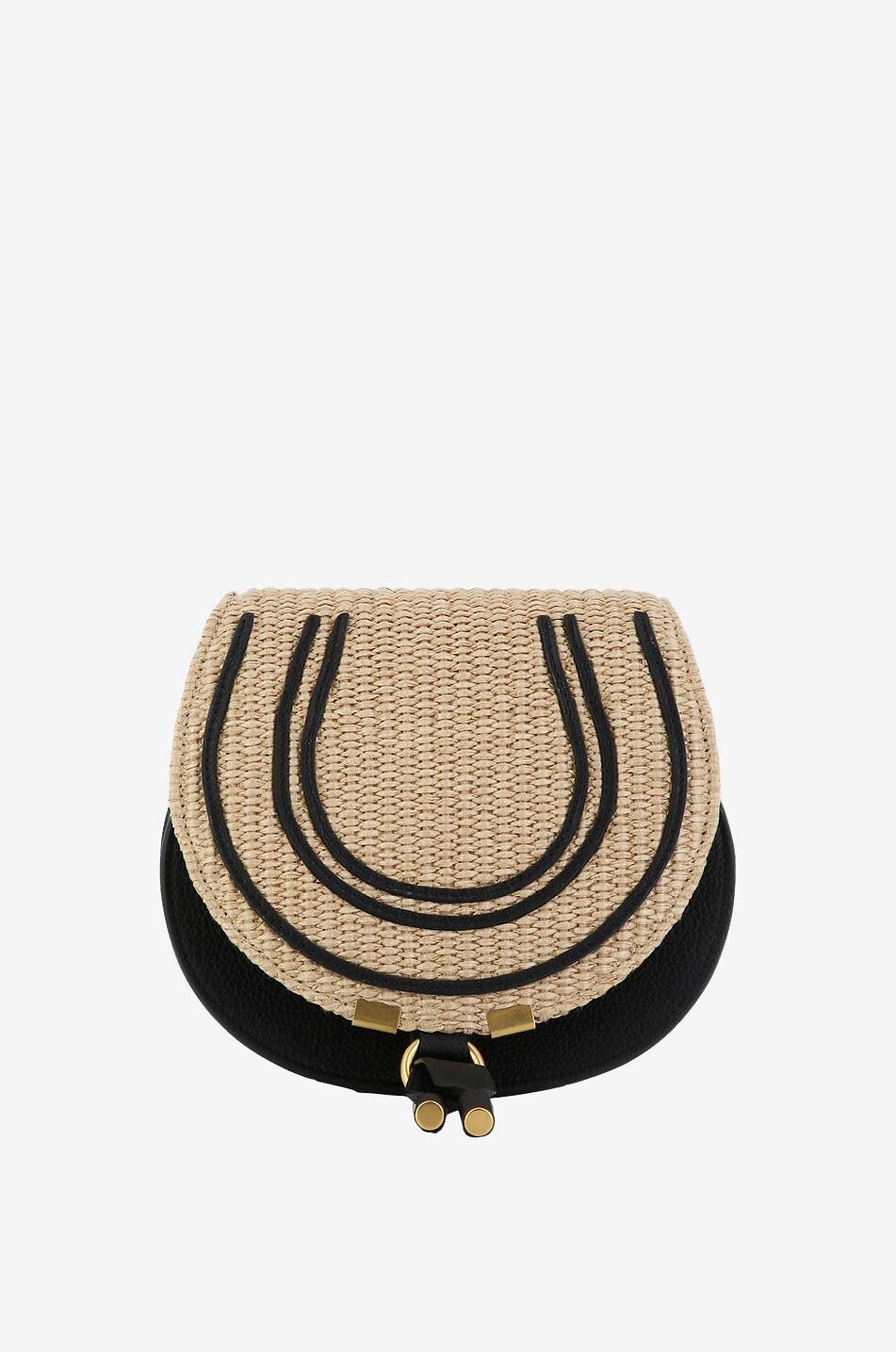 Sac portée épaule en cuir et raphia Marcie Small