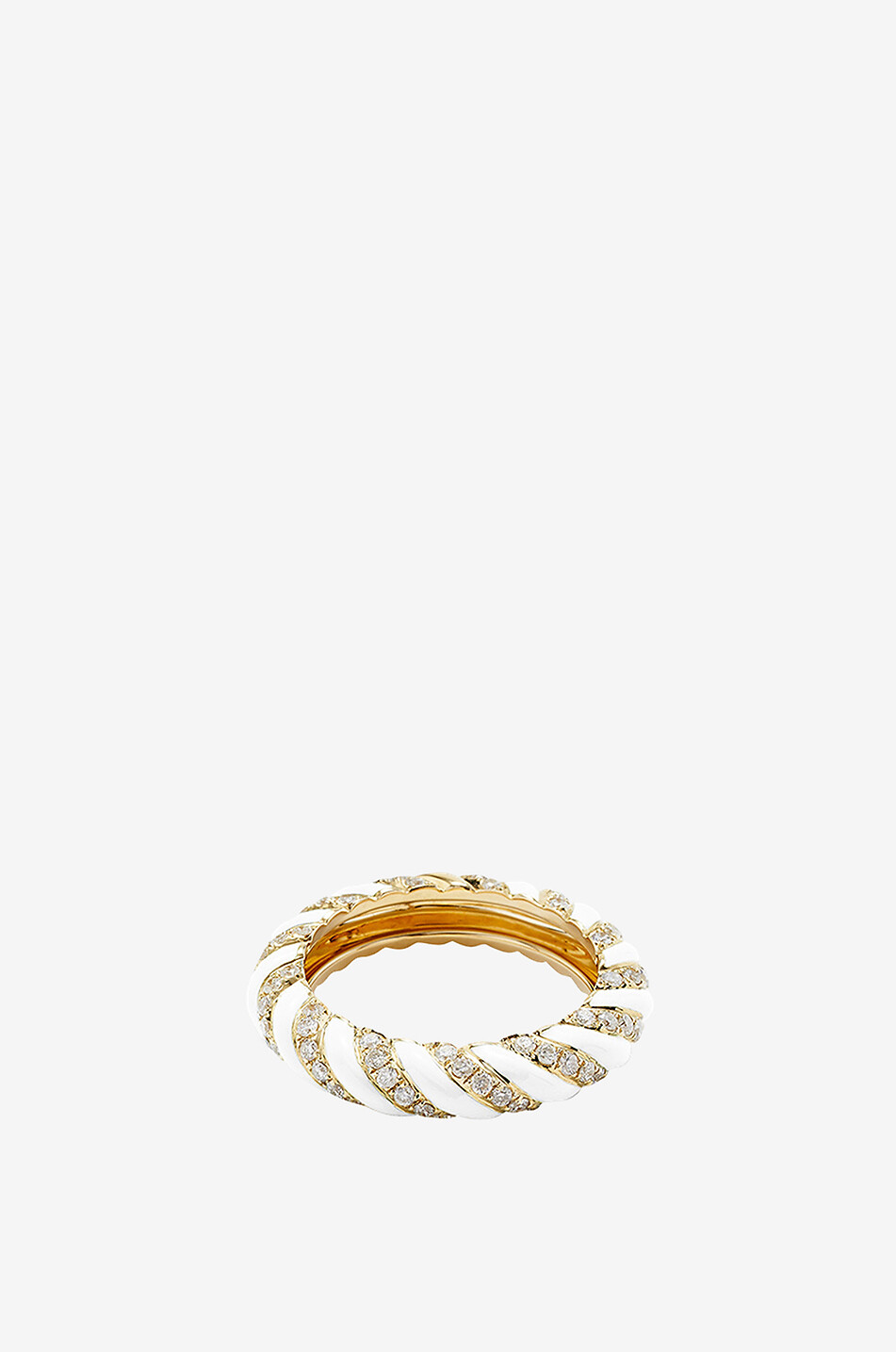 Bague émaillée en or jaune et diamants Alliance Torsade