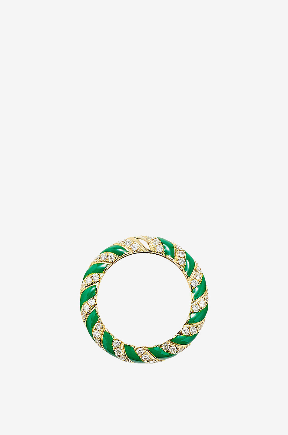 Bague émaillée en or jaune et diamants Alliance Torsade