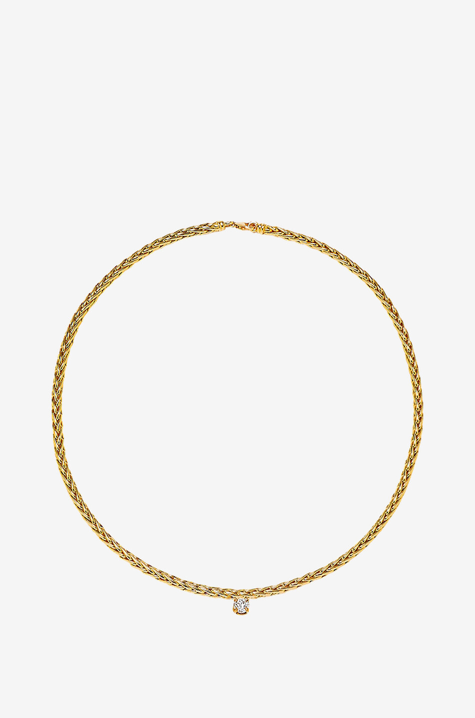 Choker-Halskette aus Gelbgold und Diamant Palmier Flottant