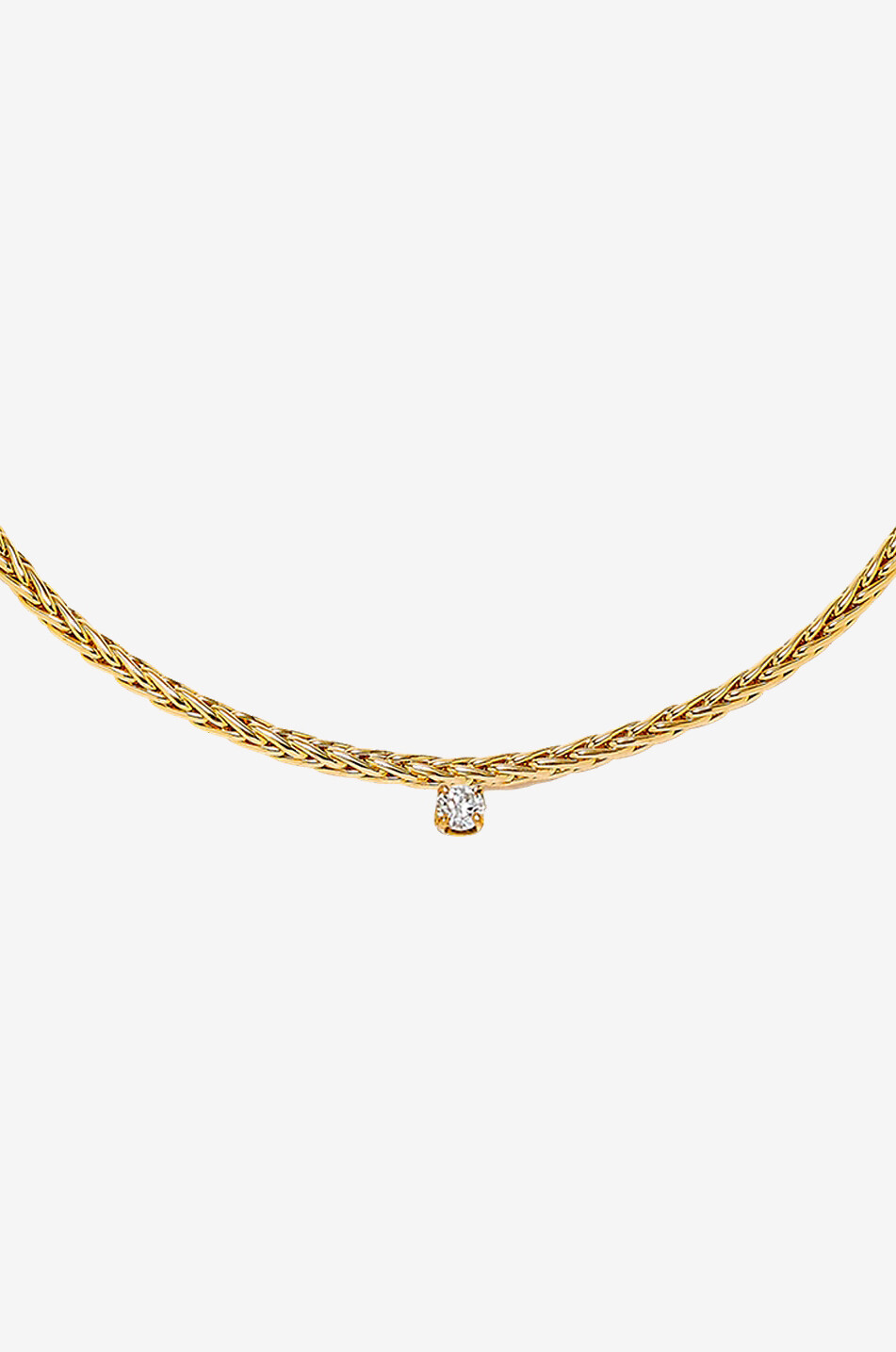 Choker-Halskette aus Gelbgold und Diamant Palmier Flottant