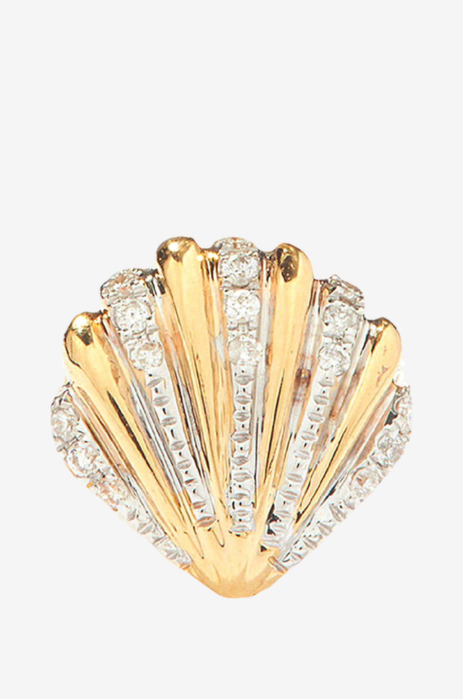Einzelner Gelbgold- und Diamantohrstecker Mini Coquillage
