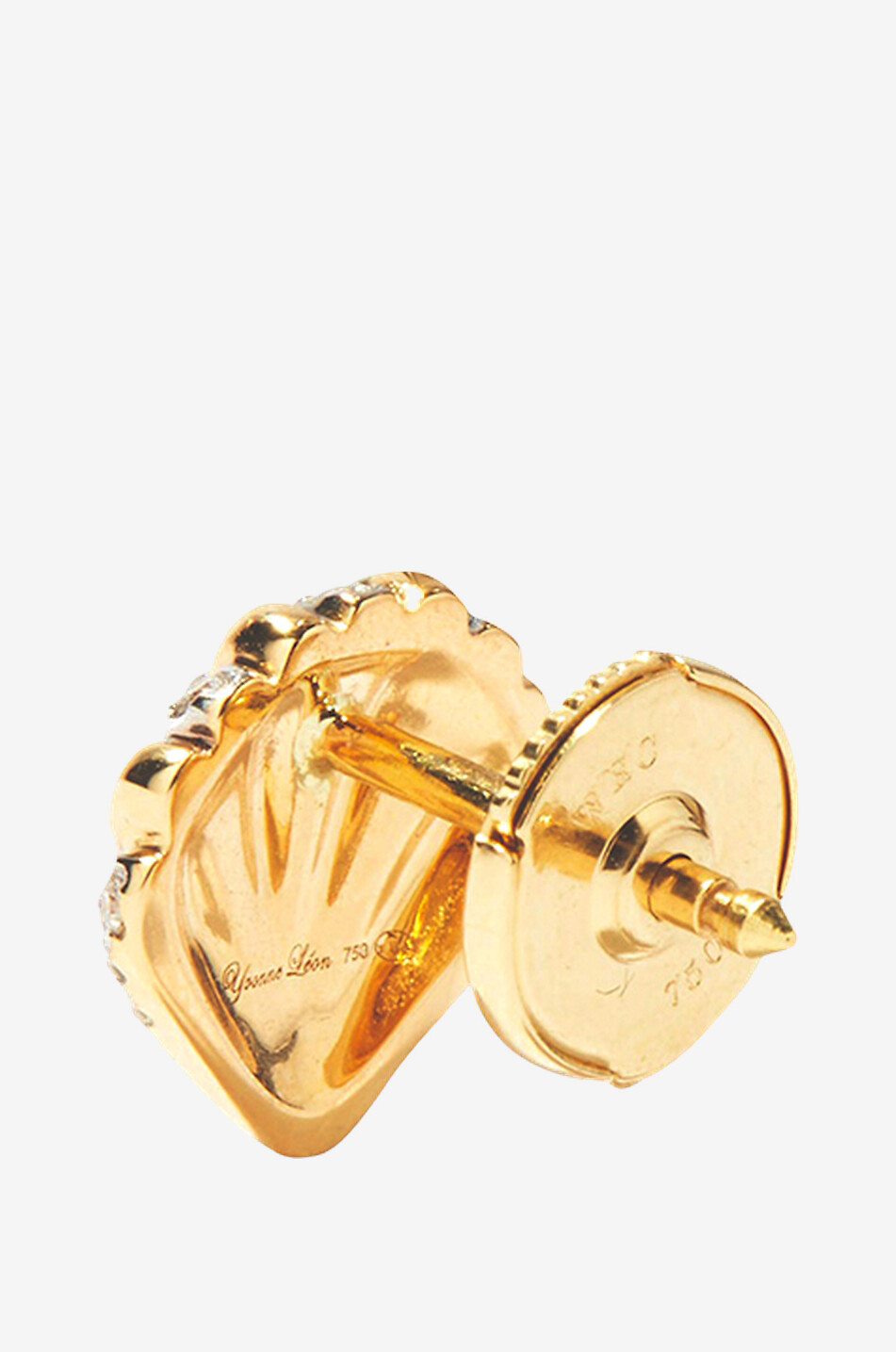 Einzelner Gelbgold- und Diamantohrstecker Mini Coquillage