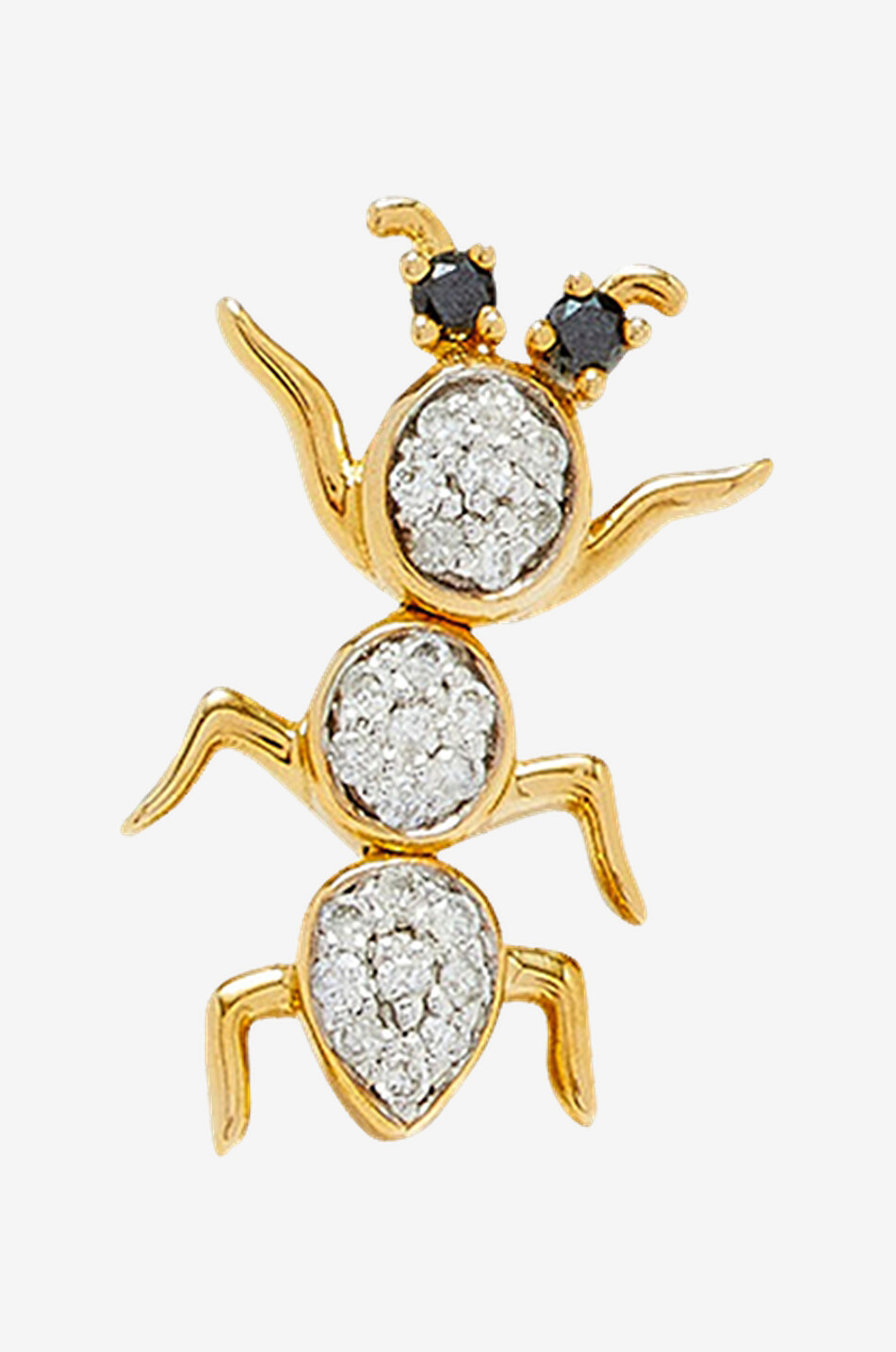 Mono clou d'oreilles en or jaune et diamants Mini Fourmi