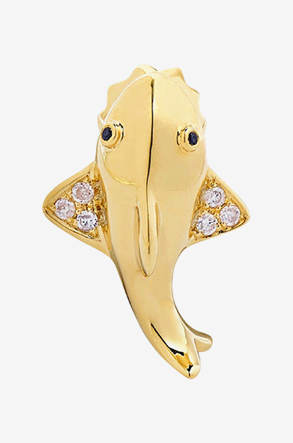 YVONNE LEON Mono clou d'oreilles en or jaune et diamants Mini Requin Femme JAUNE CLAIR 1