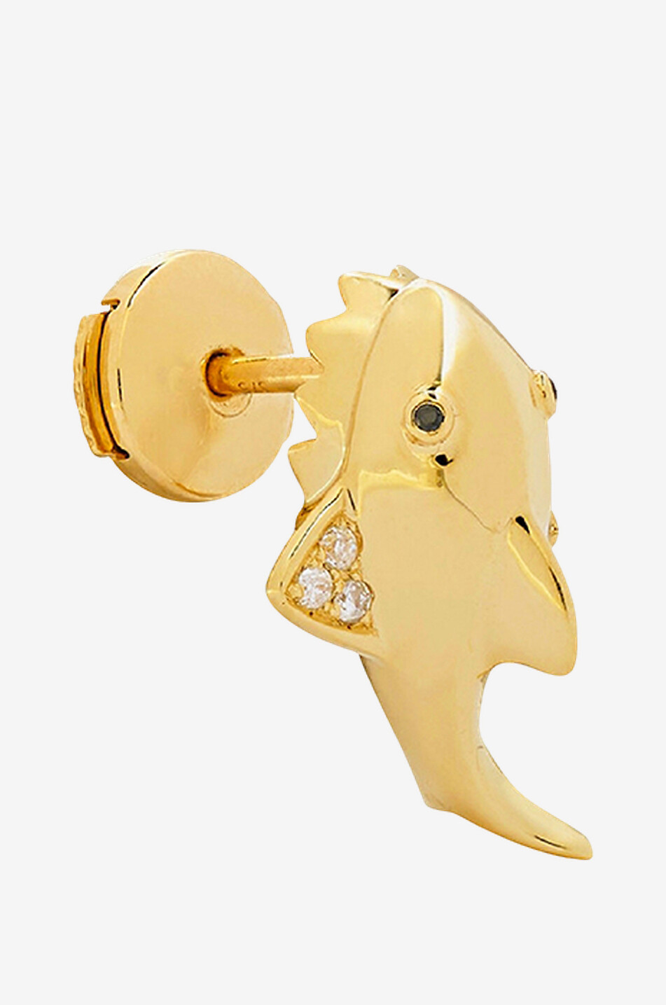 YVONNE LEON Mono clou d'oreilles en or jaune et diamants Mini Requin Femme JAUNE CLAIR 2
