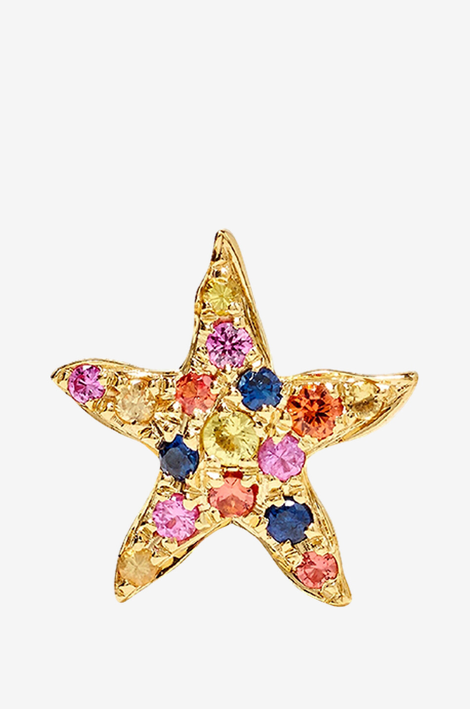 YVONNE LEON Mono clou d'oreilles en or jaune et saphirs Mini Étoile De Mer Rainbow Femme JAUNE 1