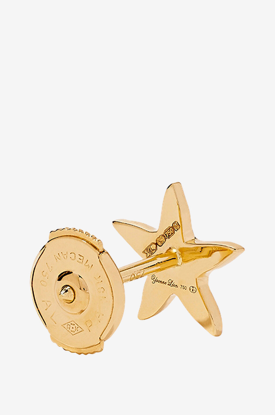 YVONNE LEON Mono clou d'oreilles en or jaune et saphirs Mini Étoile De Mer Rainbow Femme JAUNE 2