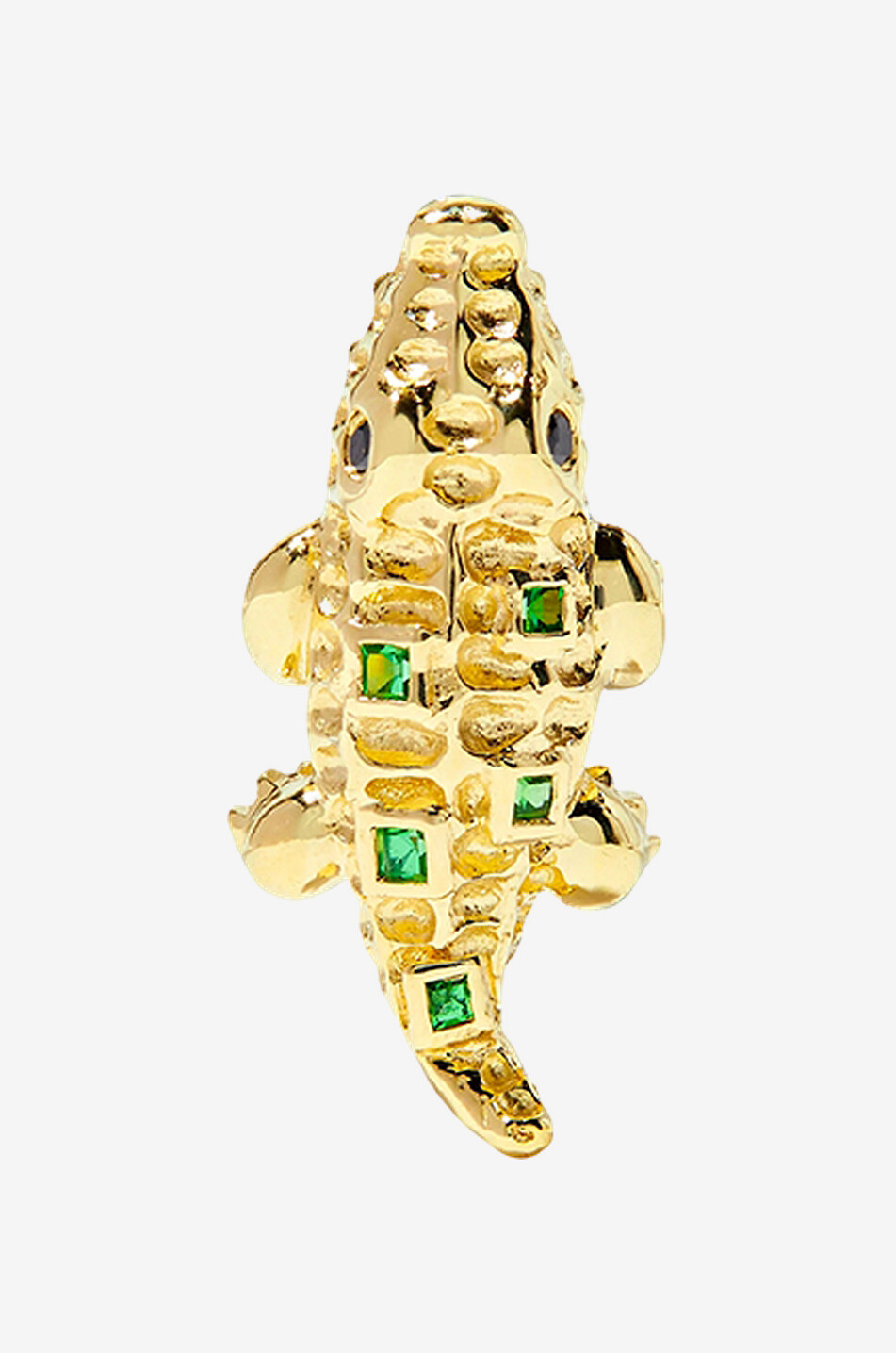 Mini Croco single yellow gold and tsavorite stud earring