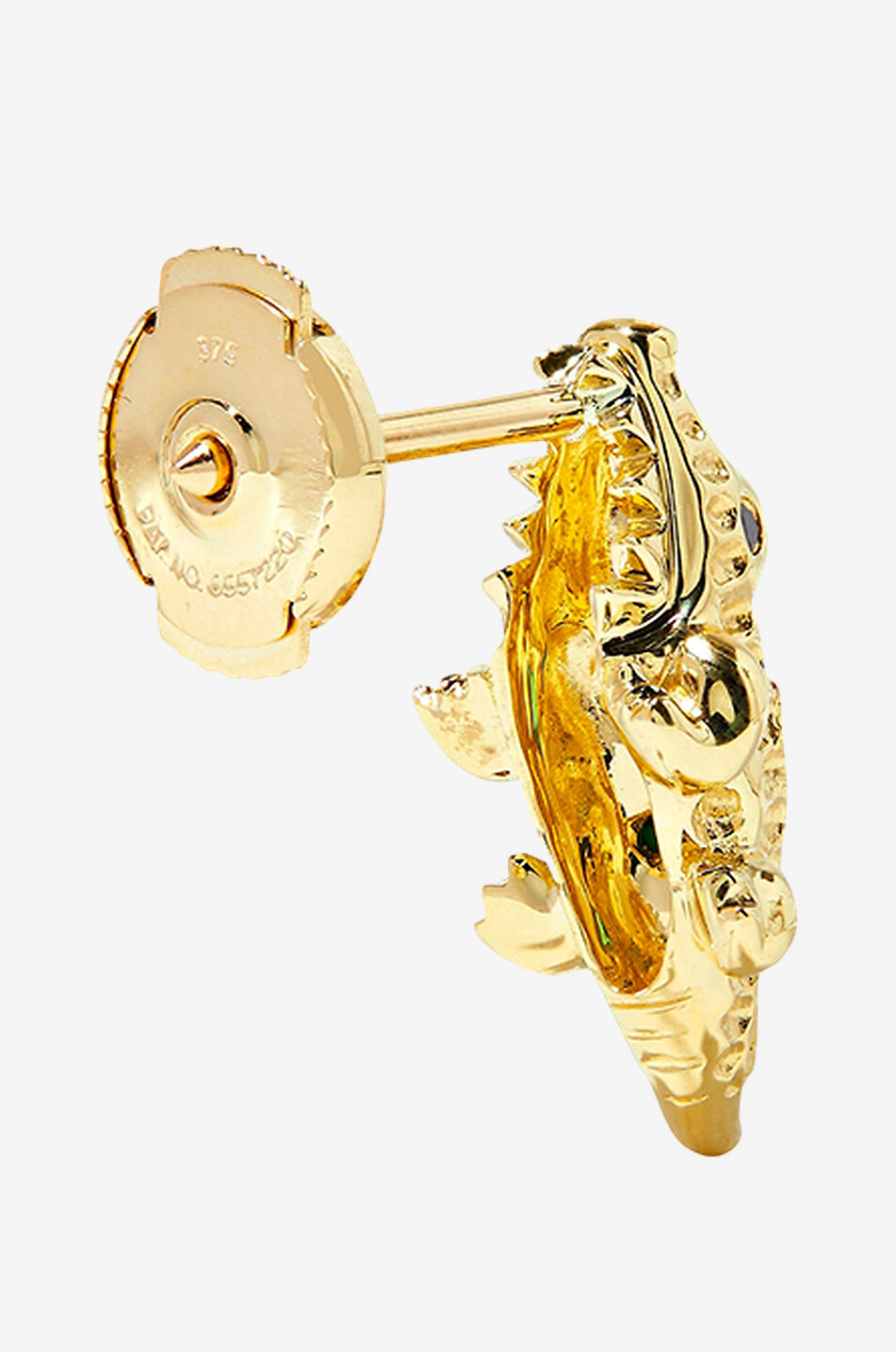 Einzelner Gelbgold- und Tsavoritohrstecker Mini Croco